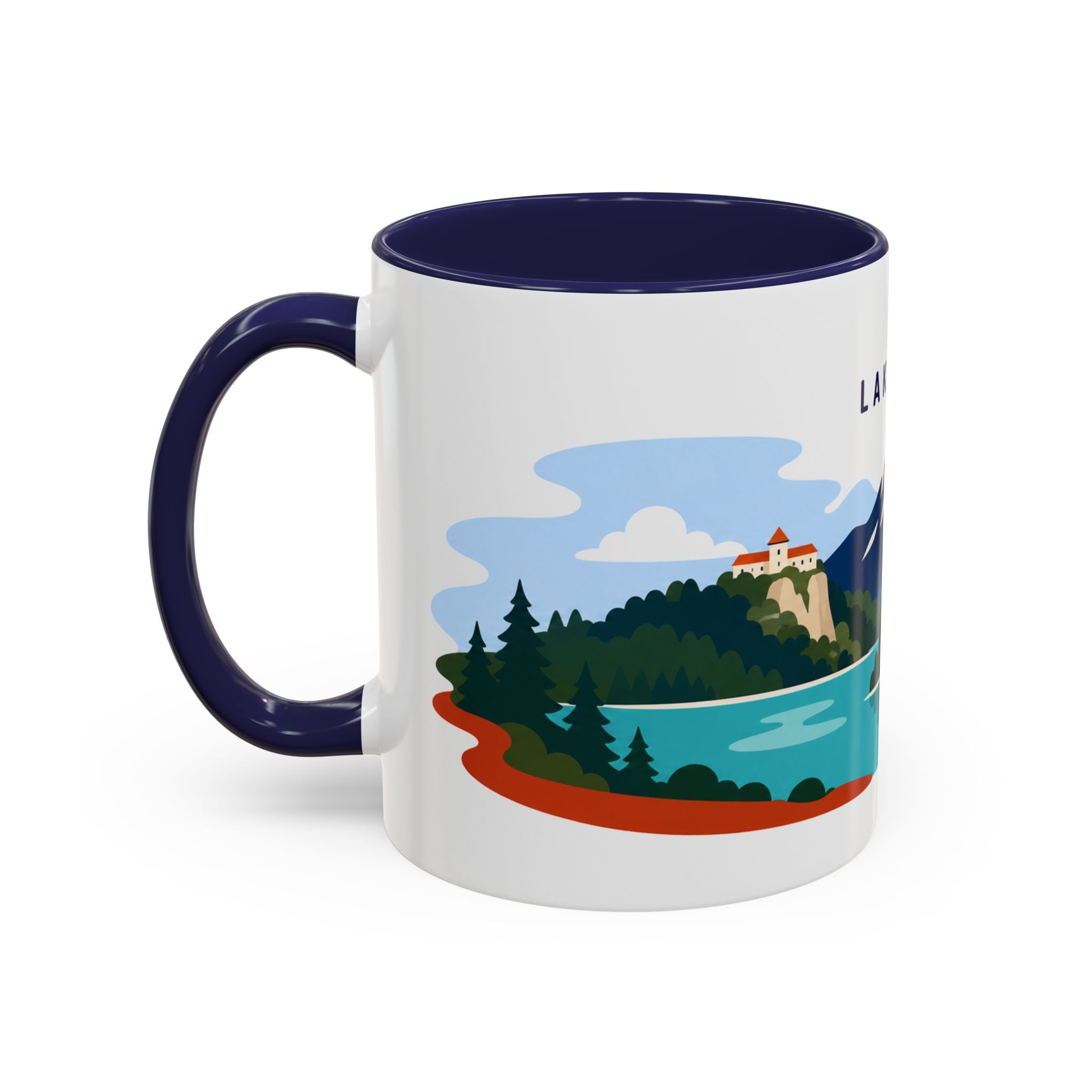 Lake Bled Coffee Mug | Travel Destination Souvenir Gift | Accent Color Ceramic 11oz 15oz