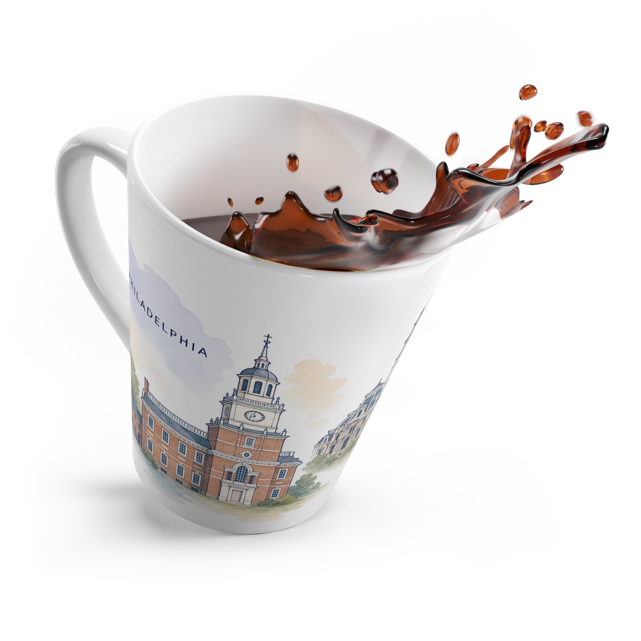 Philadelphia Latte Mug | Watercolor City Travel Mug | 12 oz Ceramic Souvenir Gift