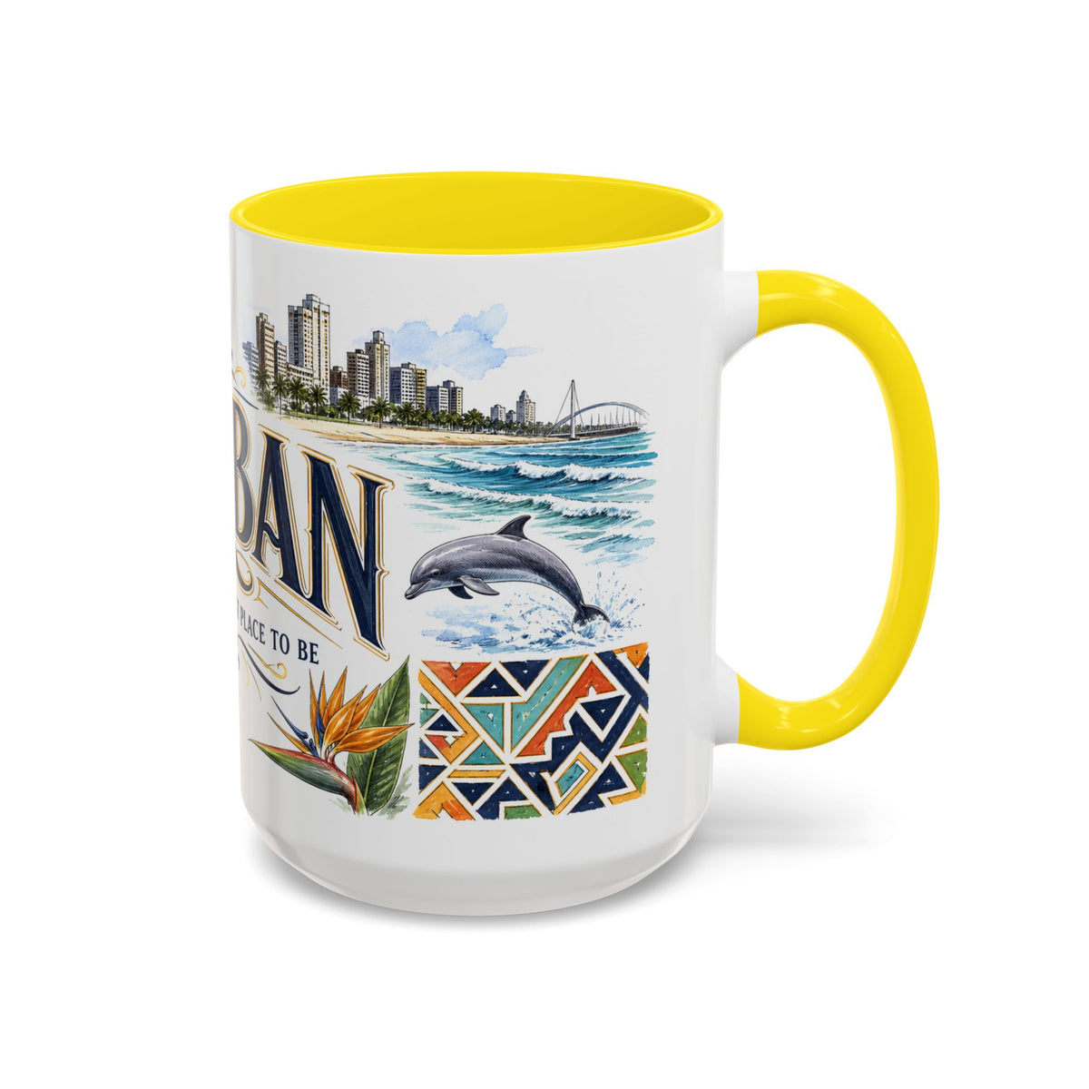 Durban Coffee Mug | South Africa Travel Souvenir | Vintage Illustrated City Gift | 11 oz 15 oz Accent Mug