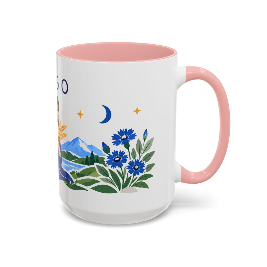 Virgo Zodiac Coffee Mug | Maiden and Wheat Design | Astrology Birthday Gift | 11 oz 15 oz Ceramic Accent Mug