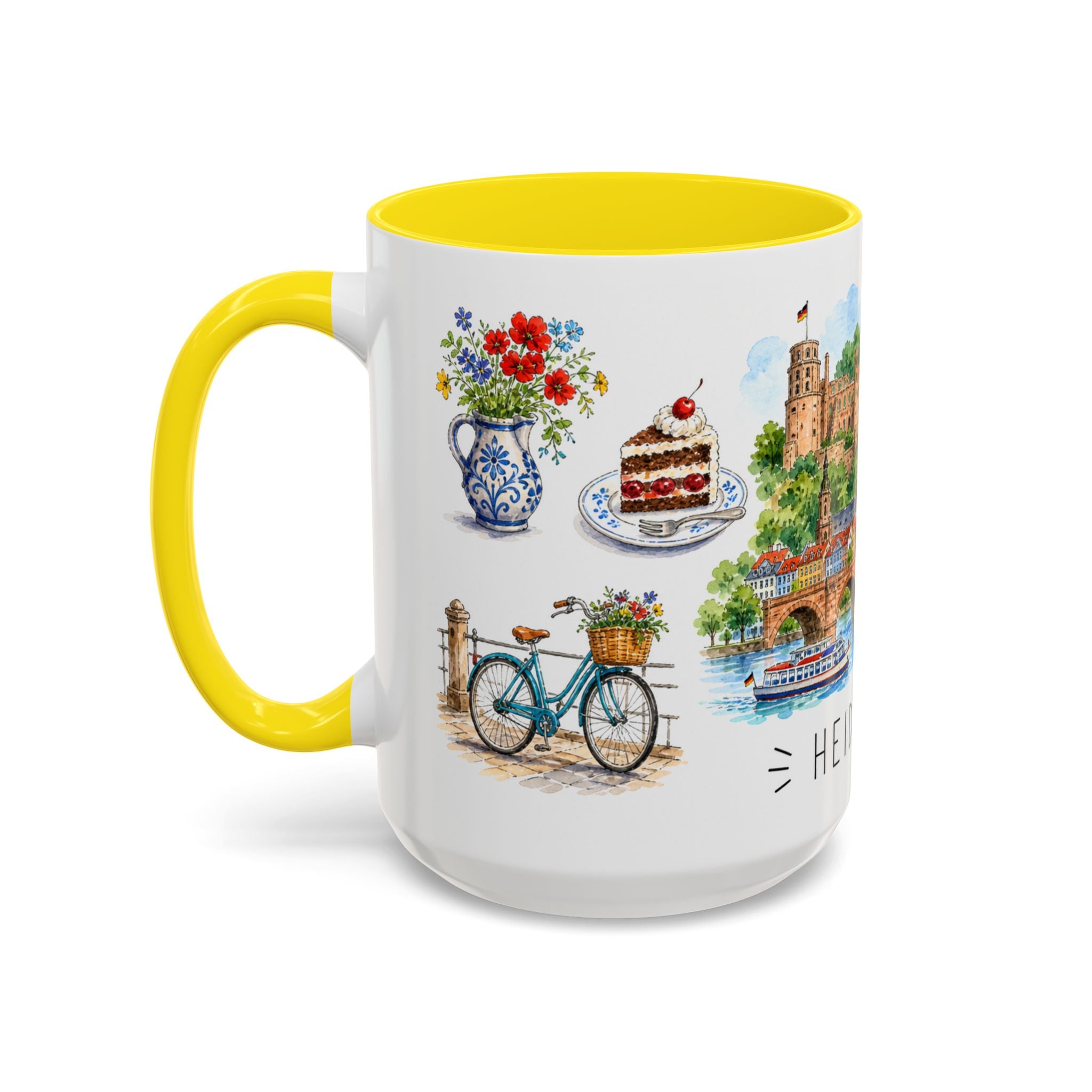 Heidelberg Illustrated Travel Mug | City Souvenir Accent Coffee Mug | 11oz 15oz Ceramic Cup