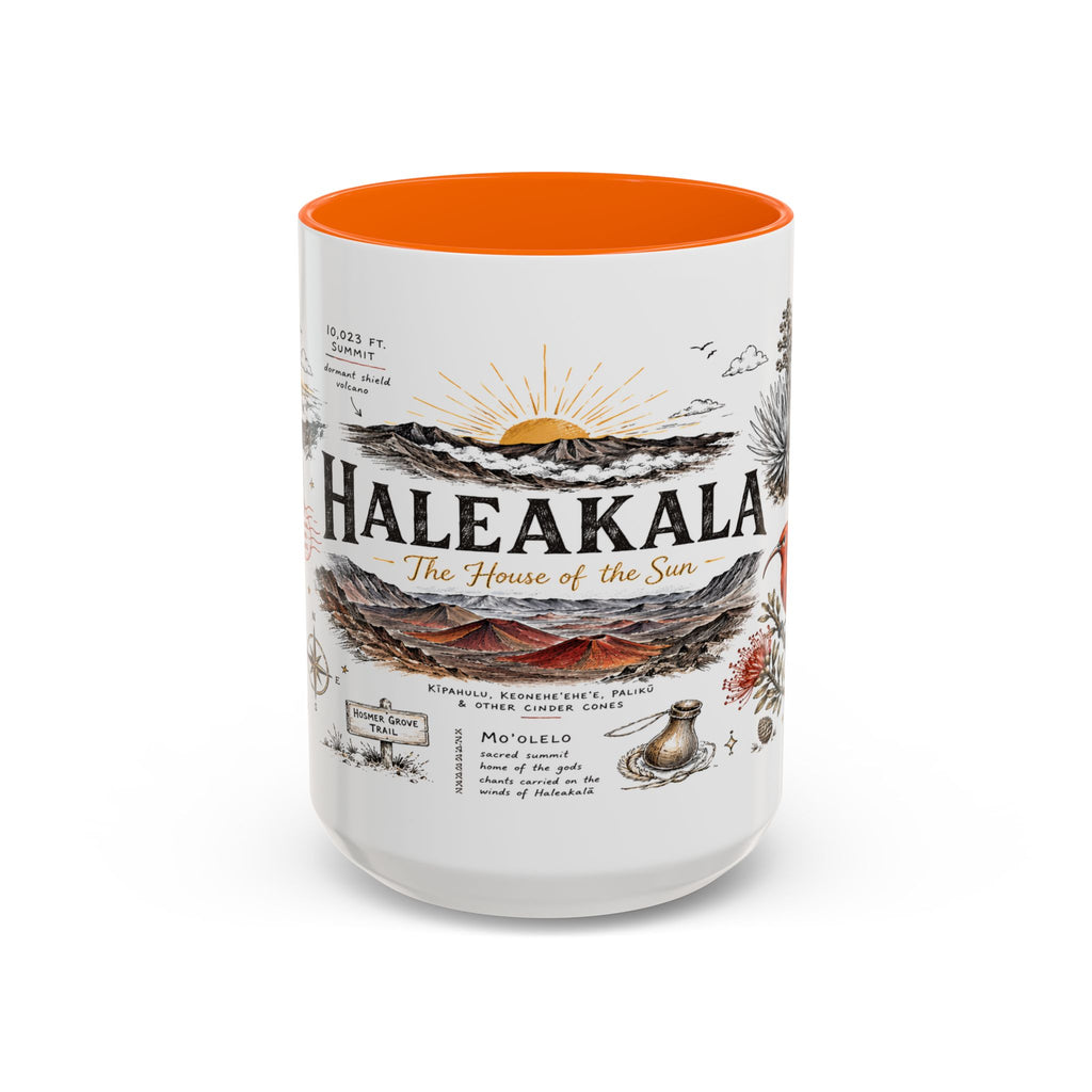Haleakala National Park Coffee Mug | Hawaii Maui Sunrise Crater Gift | Accent Color Ceramic 11oz 15oz