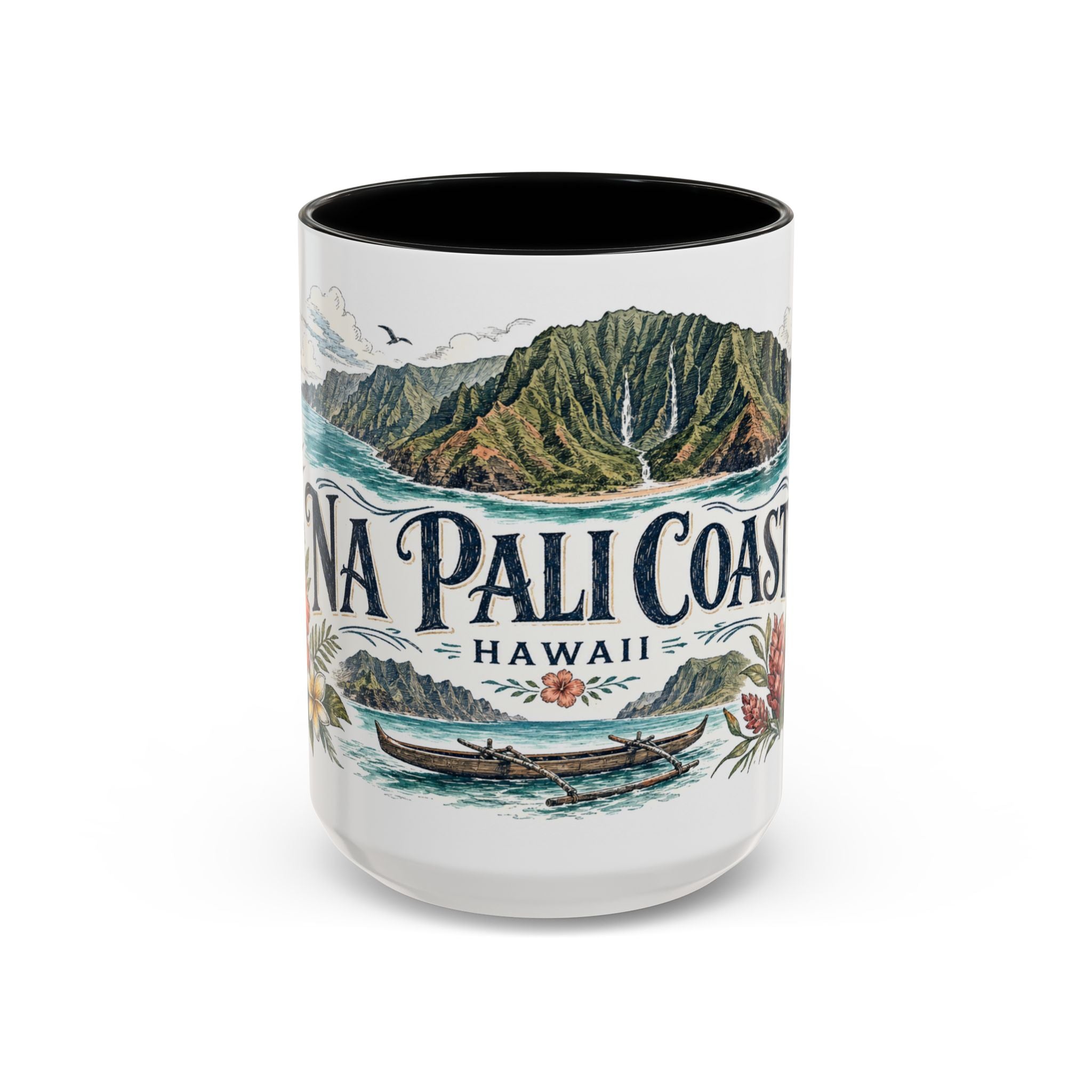 Na Pali Coast Mug, Hawaii Travel Souvenir, Bucket List Gift, Accent Ceramic Coffee Mug 11oz 15oz
