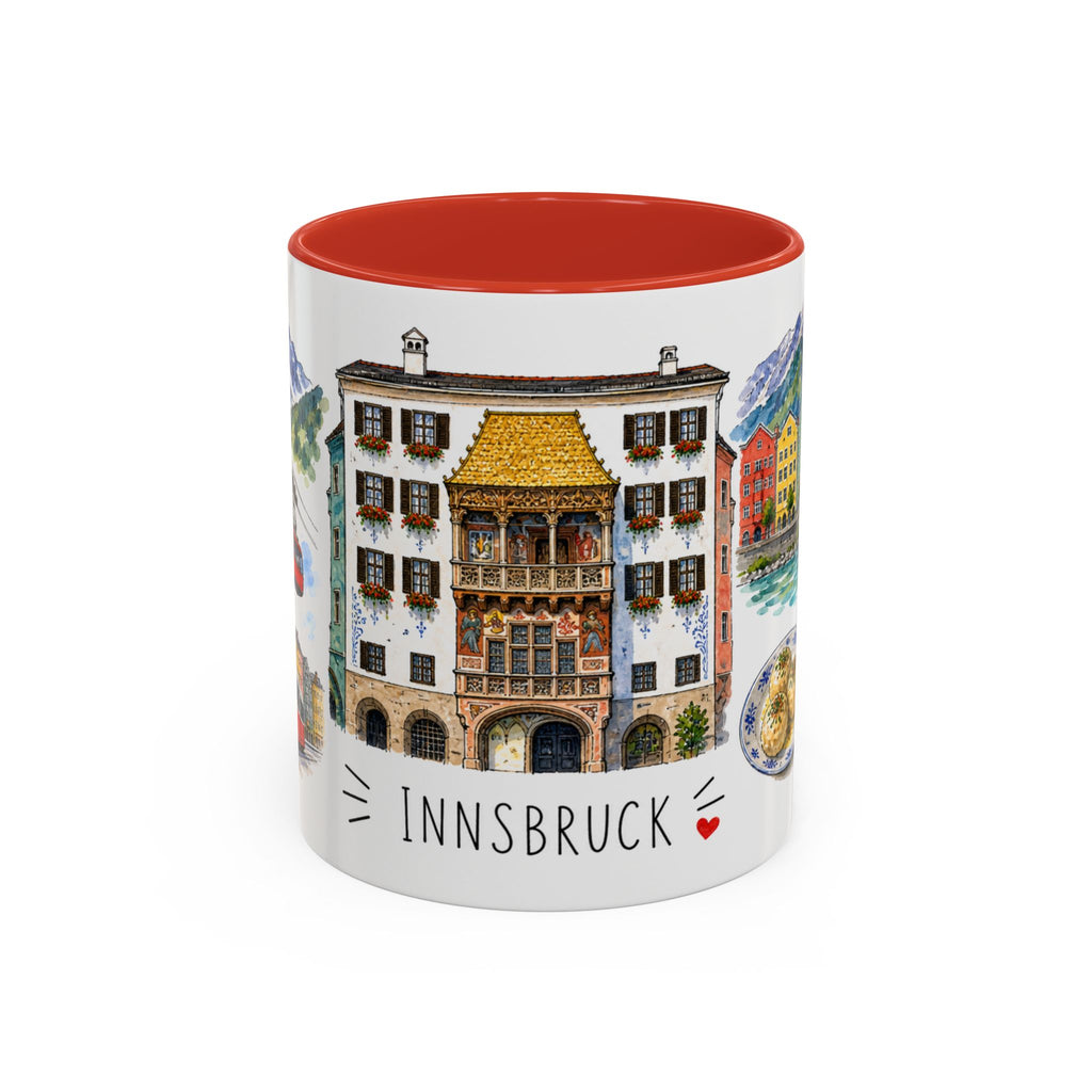 Innsbruck Illustrated Travel Mug | City Souvenir Accent Coffee Mug | 11oz 15oz Ceramic Cup