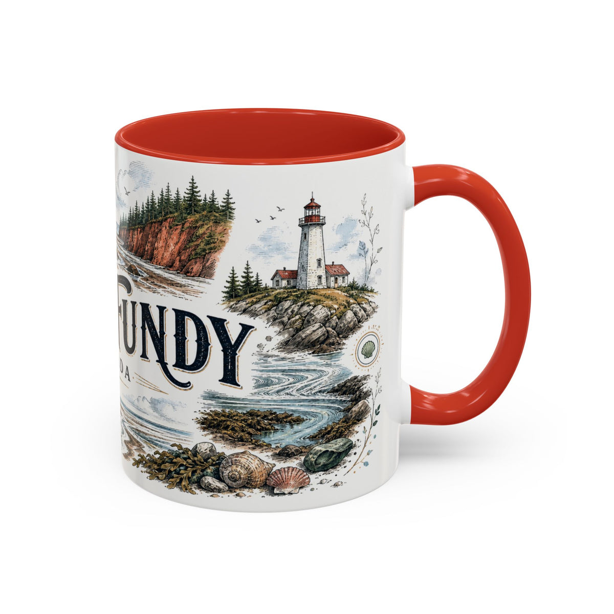 Bay of Fundy Mug, Canada Travel Souvenir, Bucket List Gift, Accent Ceramic Coffee Mug 11oz 15oz
