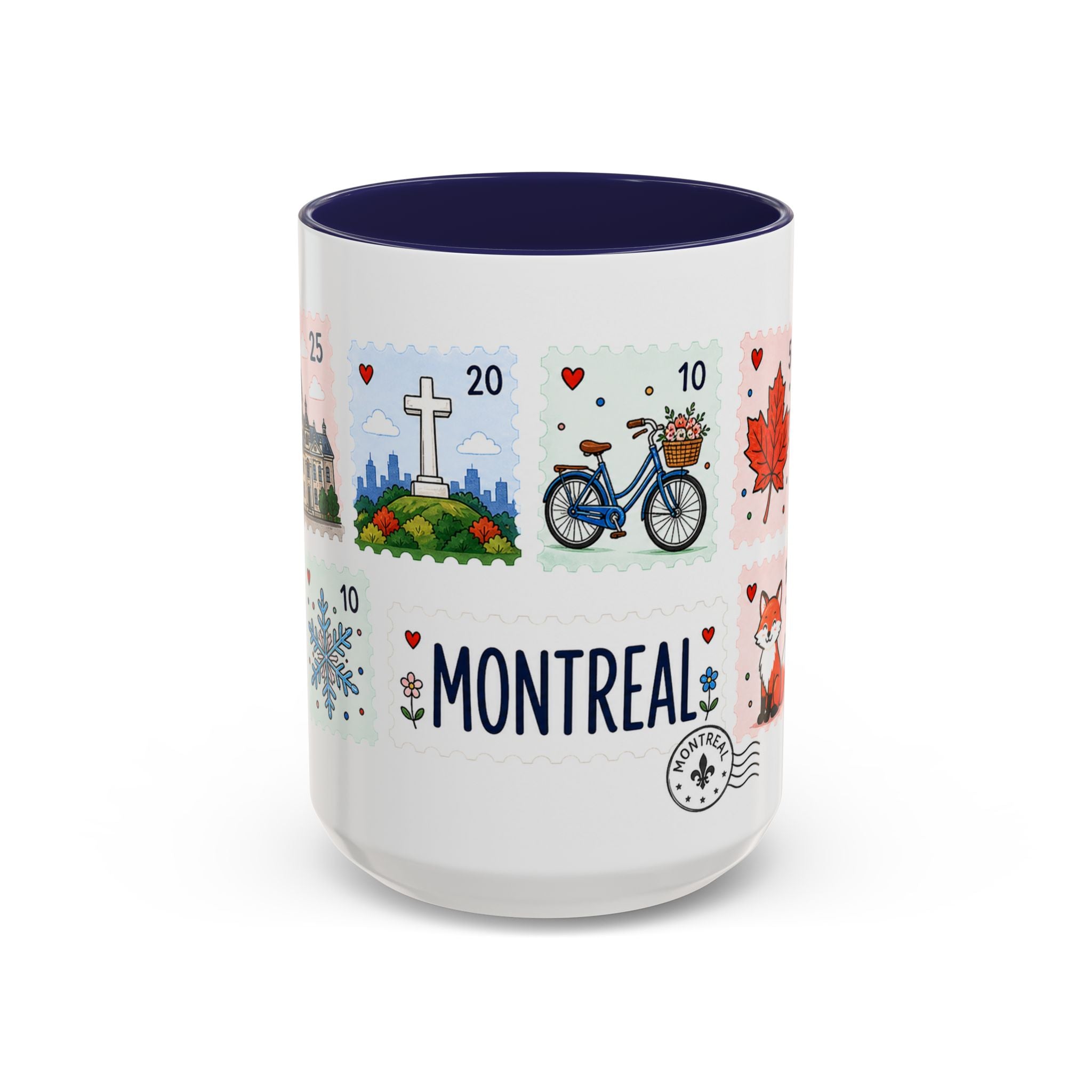Montreal Coffee Mug | Postage Stamp Collage Mug | Travel Souvenir Accent Cup 11oz 15oz