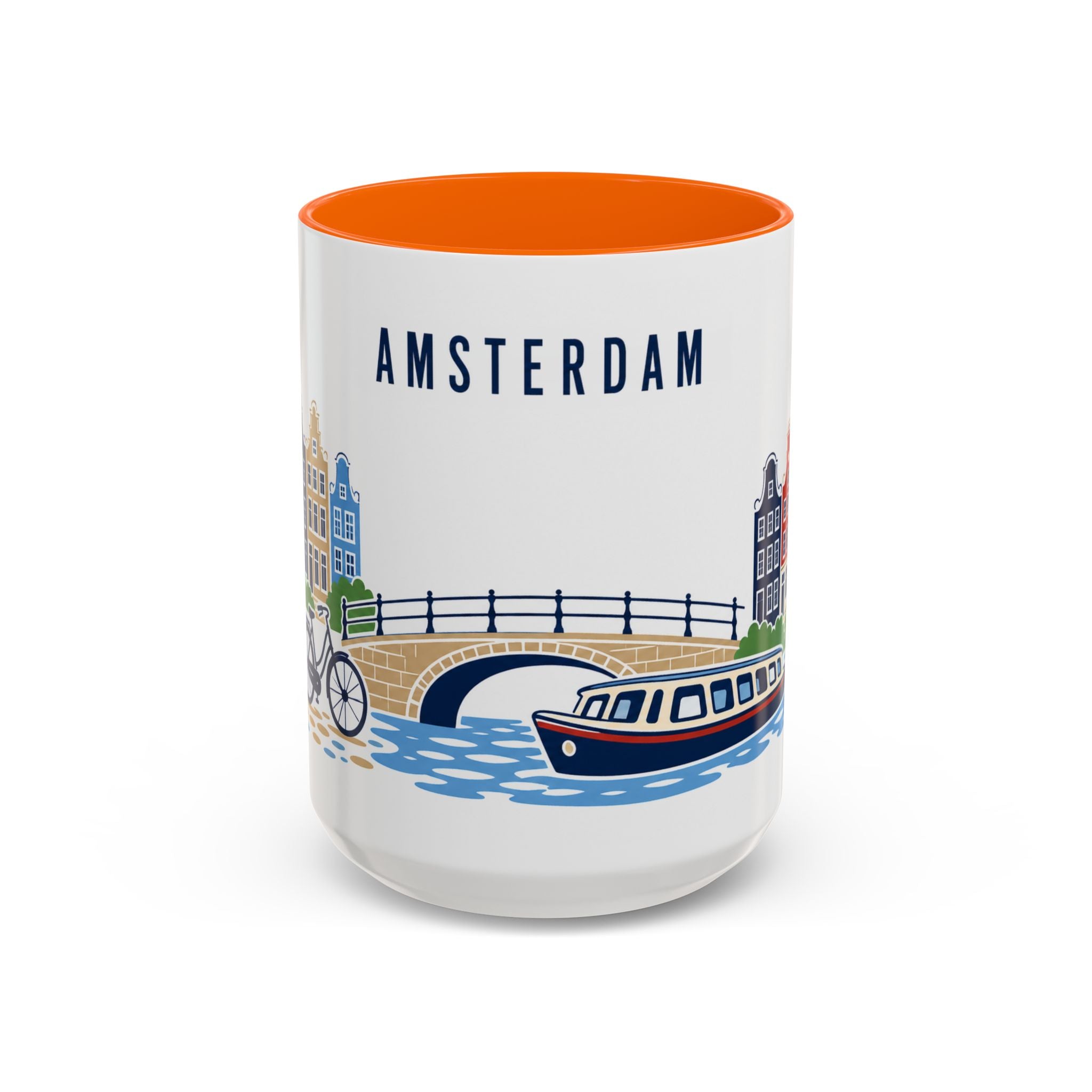 Amsterdam Coffee Mug | Netherlands Travel Souvenir | Porcelain Decal City Gift | 11oz 15oz Accent Mug