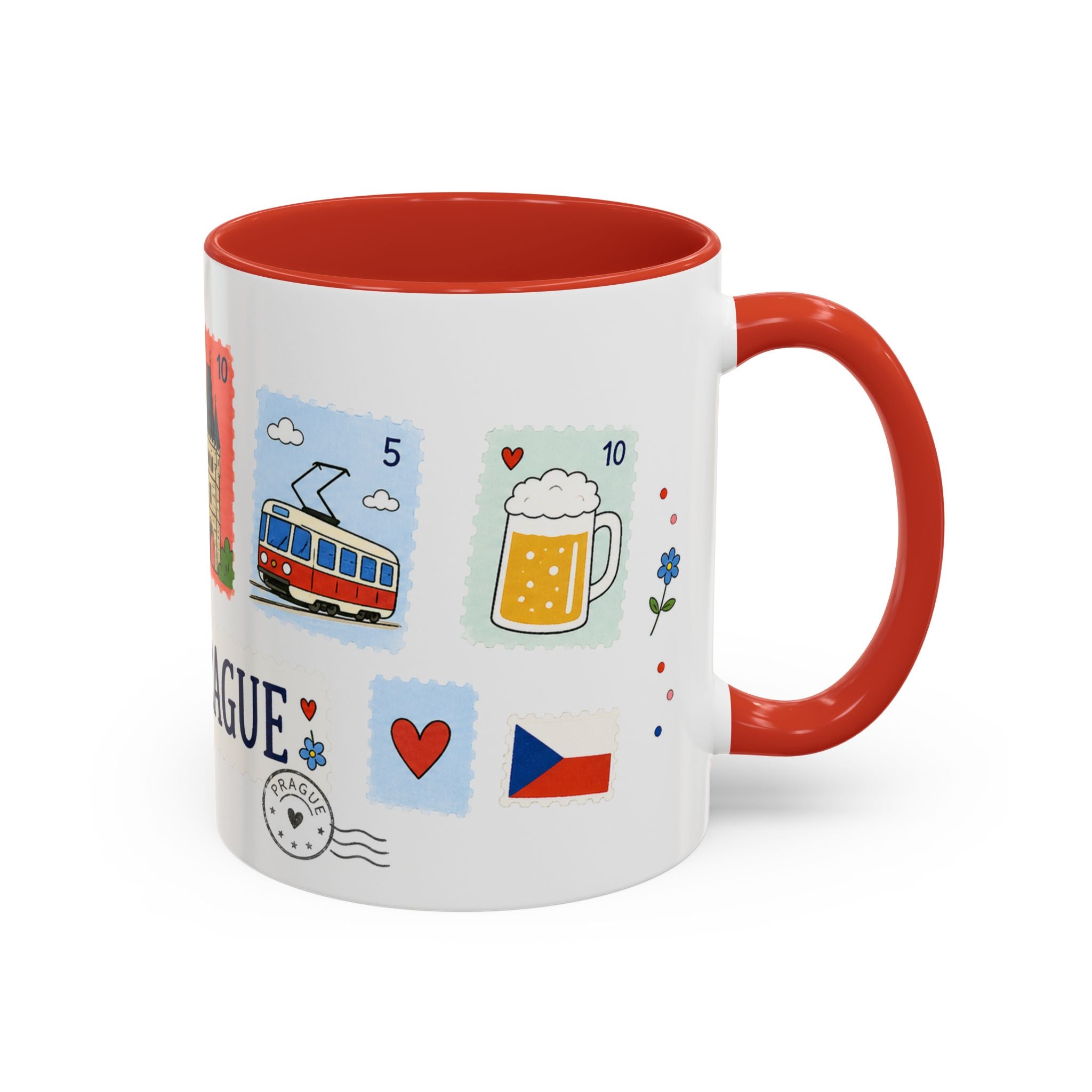 Prague Coffee Mug | Postage Stamp Collage Mug | Travel Souvenir Accent Cup 11oz 15oz