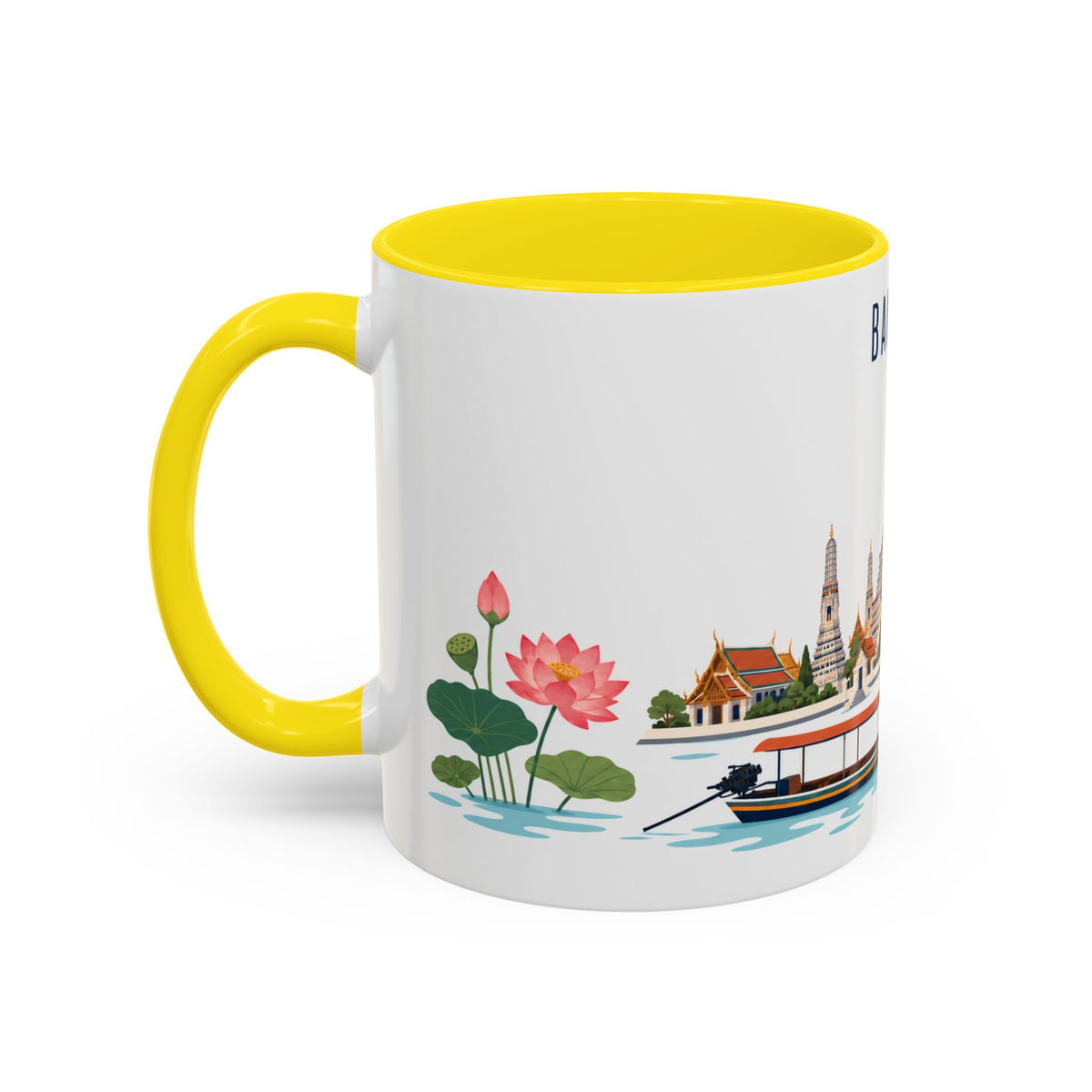 Bangkok Coffee Mug | Thailand Travel Souvenir | Porcelain Decal City Gift | 11oz 15oz Accent Mug