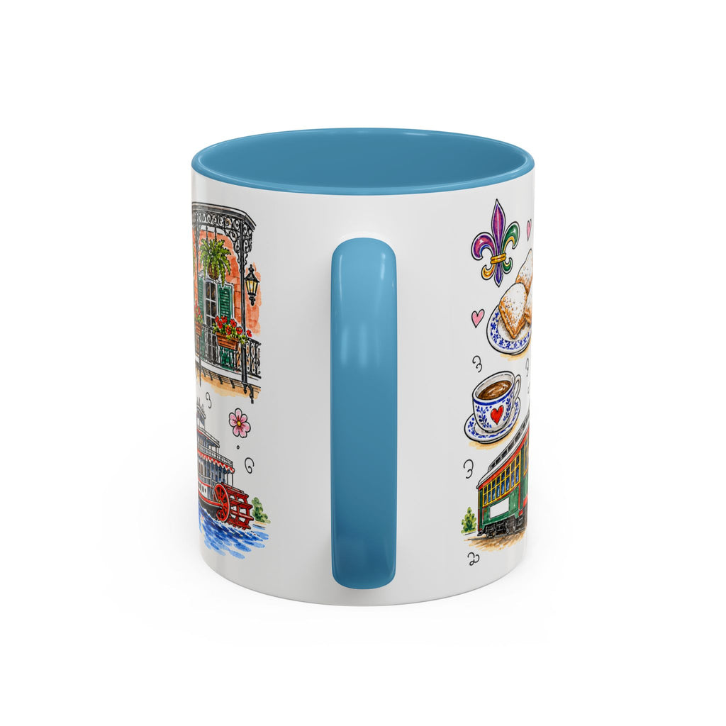 New Orleans Illustrated Travel Mug | City Souvenir Accent Coffee Mug | 11oz 15oz Ceramic Cup