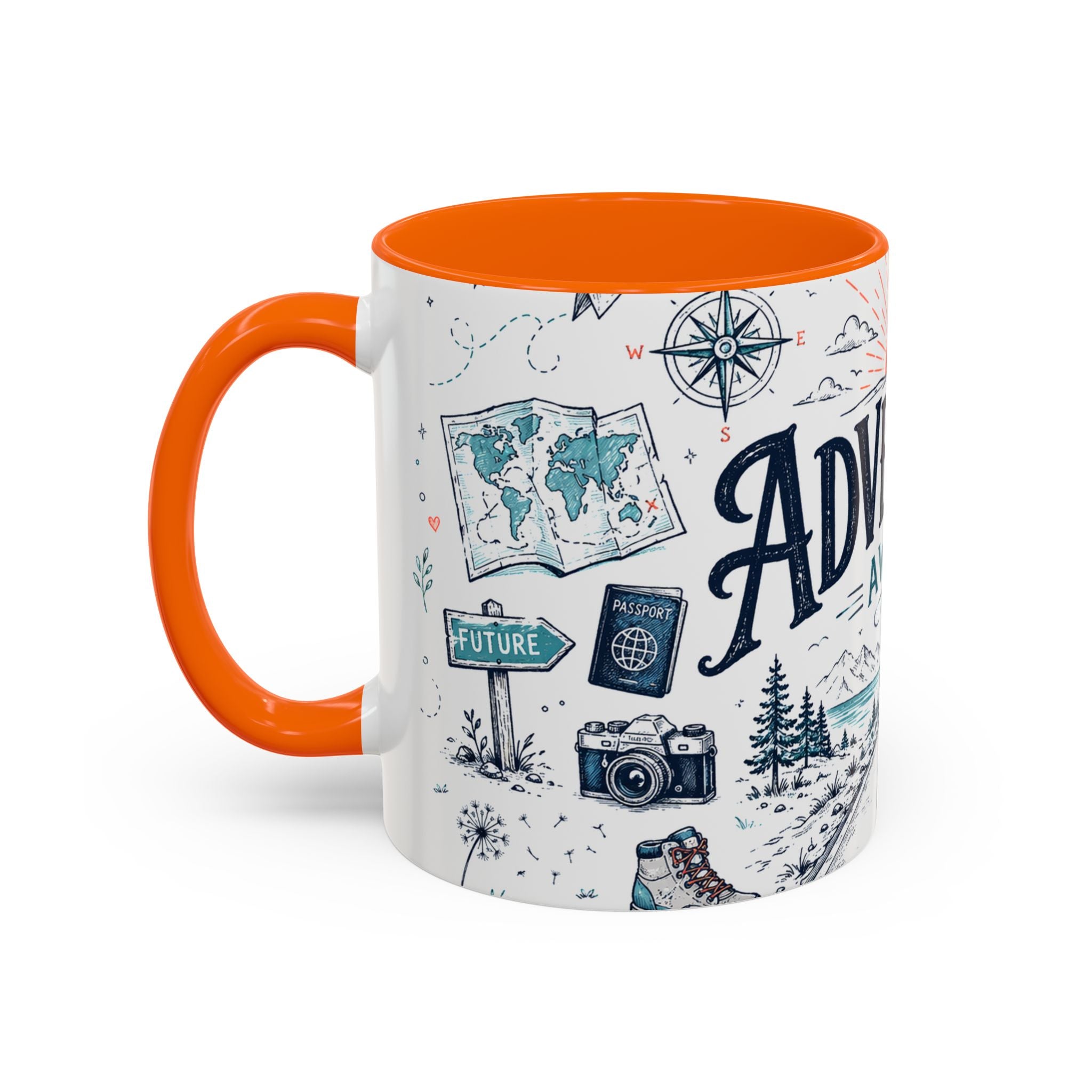 Adventure Awaits Coffee Mug | Class of 2026 Graduation Gift | Accent Color Ceramic 11oz 15oz