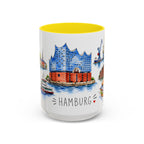 Hamburg Illustrated Travel Mug | City Souvenir Accent Coffee Mug | 11oz 15oz Ceramic Cup