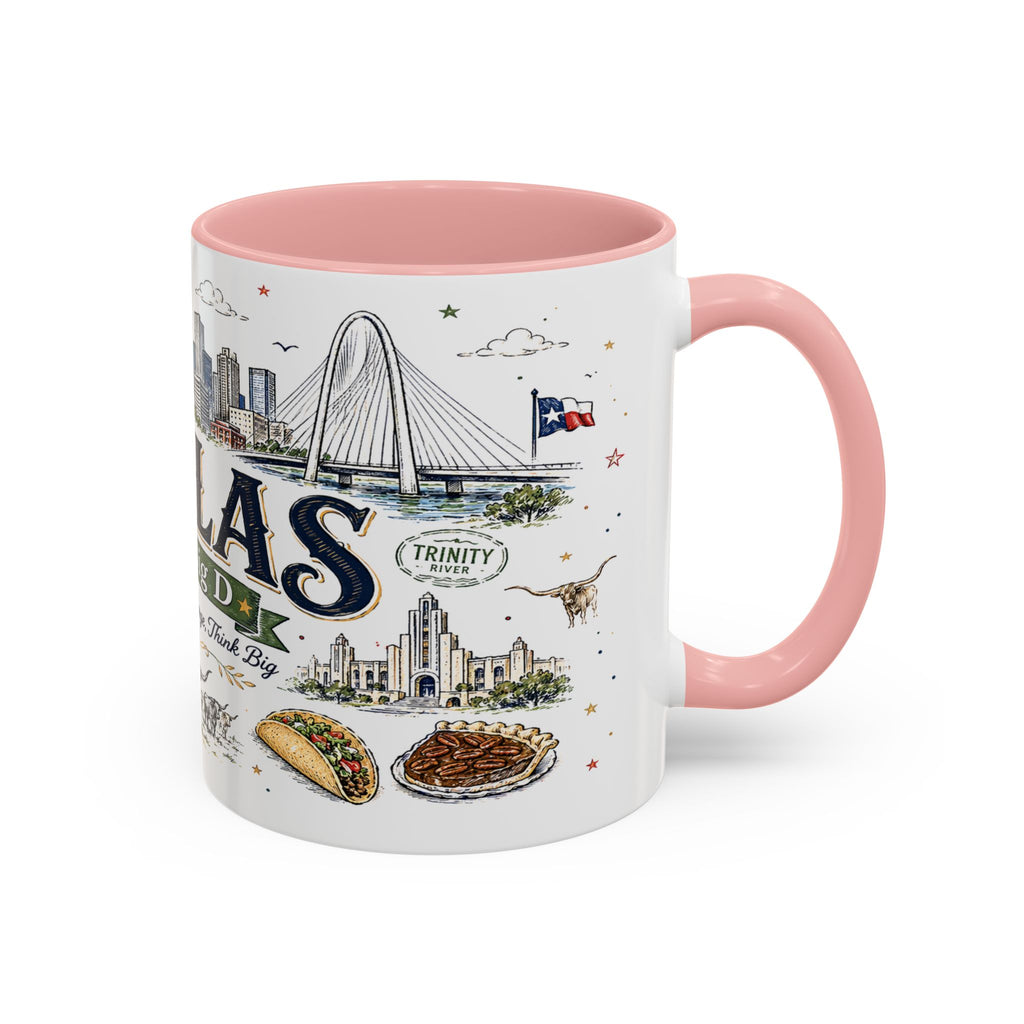 Dallas Coffee Mug | Texas Souvenir City Gift | Accent Color Ceramic 11oz 15oz