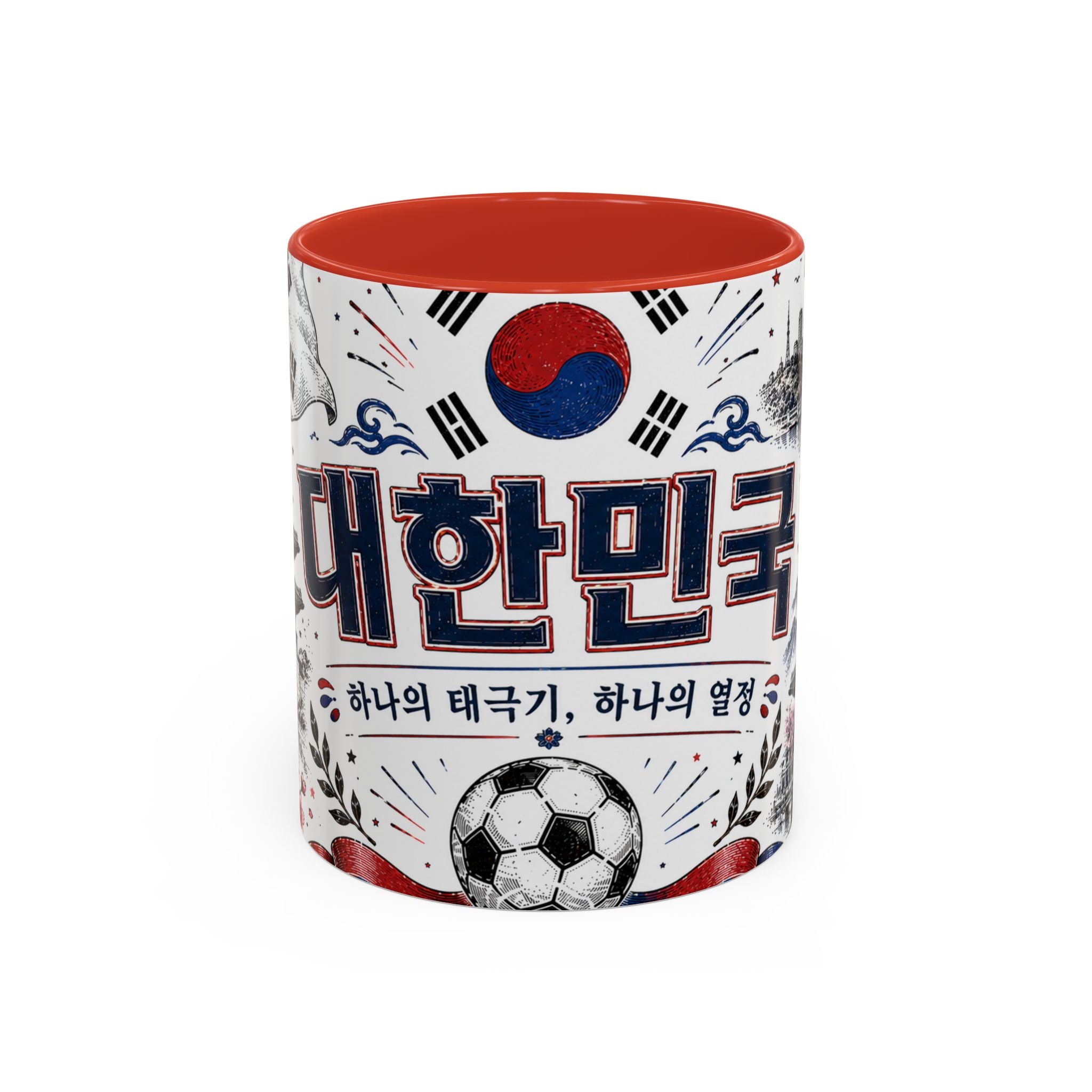 South Korea Soccer Coffee Mug | World Cup Fan Gift | Accent Color Ceramic 11oz 15oz Match Day Cup