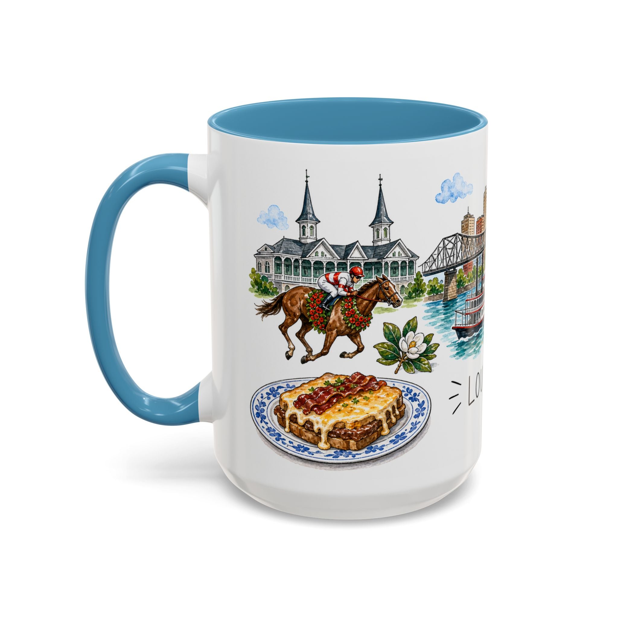 Louisville Illustrated Travel Mug | City Souvenir Accent Coffee Mug | 11oz 15oz Ceramic Cup