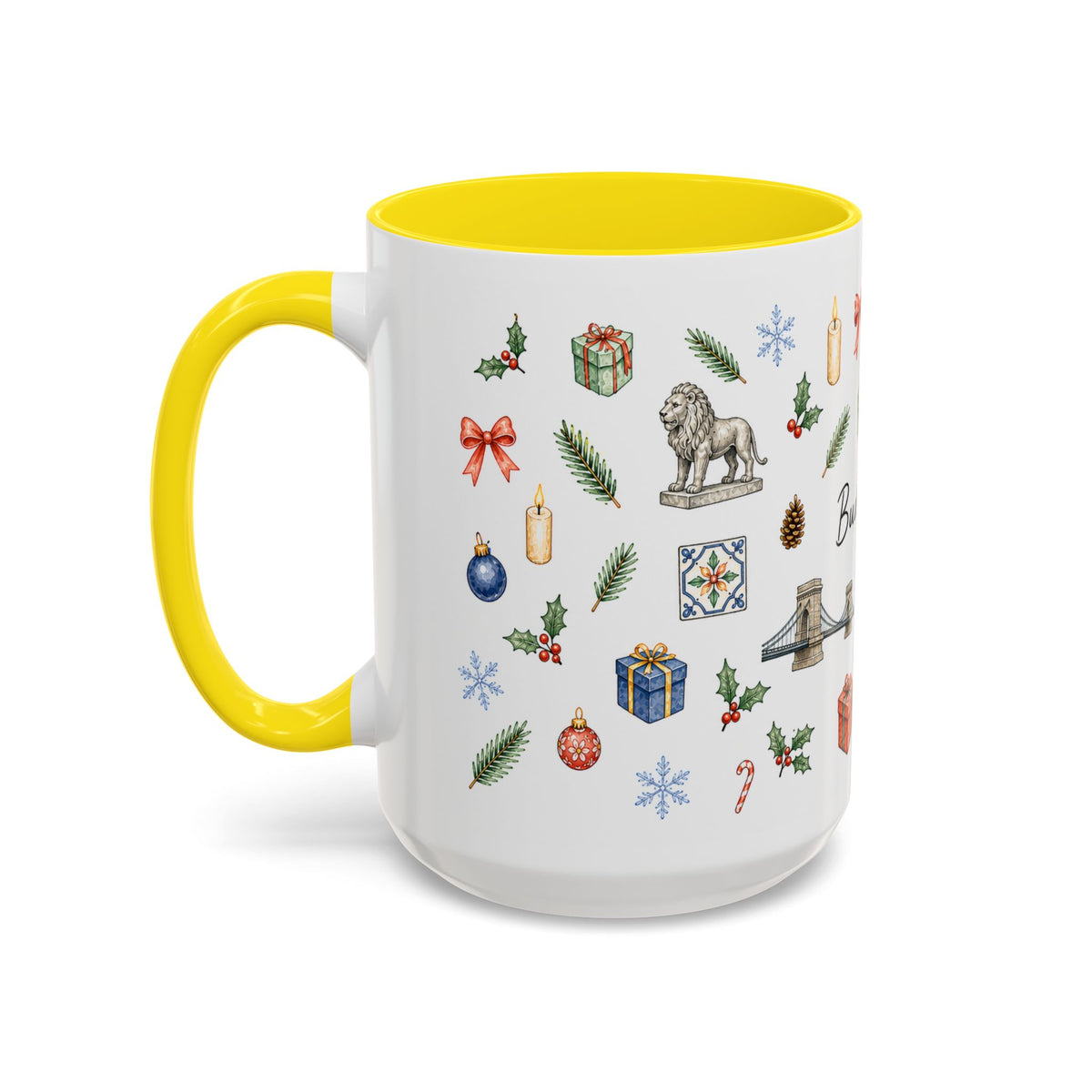 Budapest Christmas Mug | Watercolor City Souvenir | Ceramic Coffee Cup (11oz 15oz)