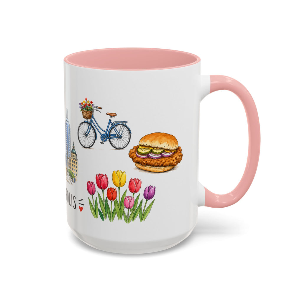 Indianapolis Illustrated Travel Mug | City Souvenir Accent Coffee Mug | 11oz 15oz Ceramic Cup