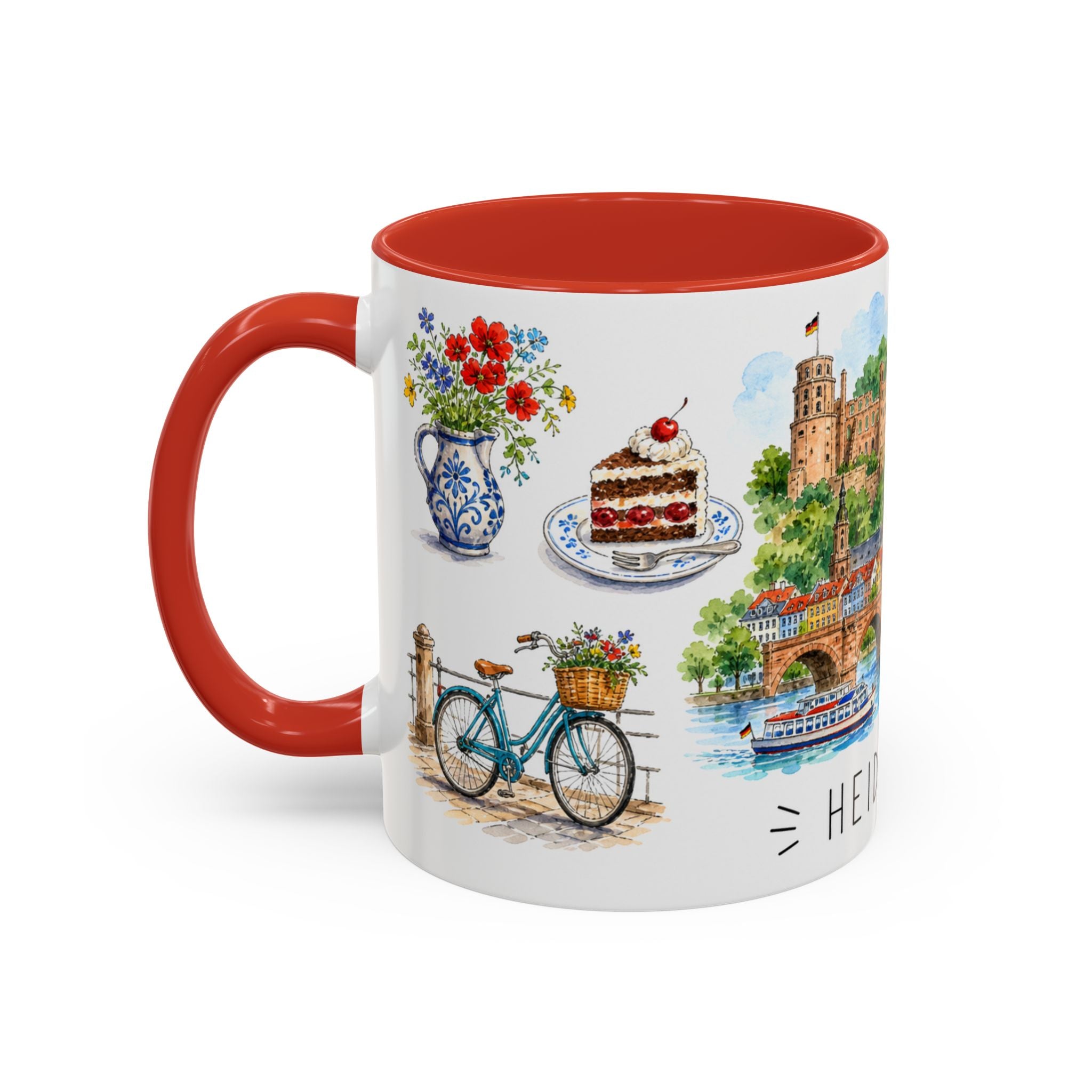 Heidelberg Illustrated Travel Mug | City Souvenir Accent Coffee Mug | 11oz 15oz Ceramic Cup