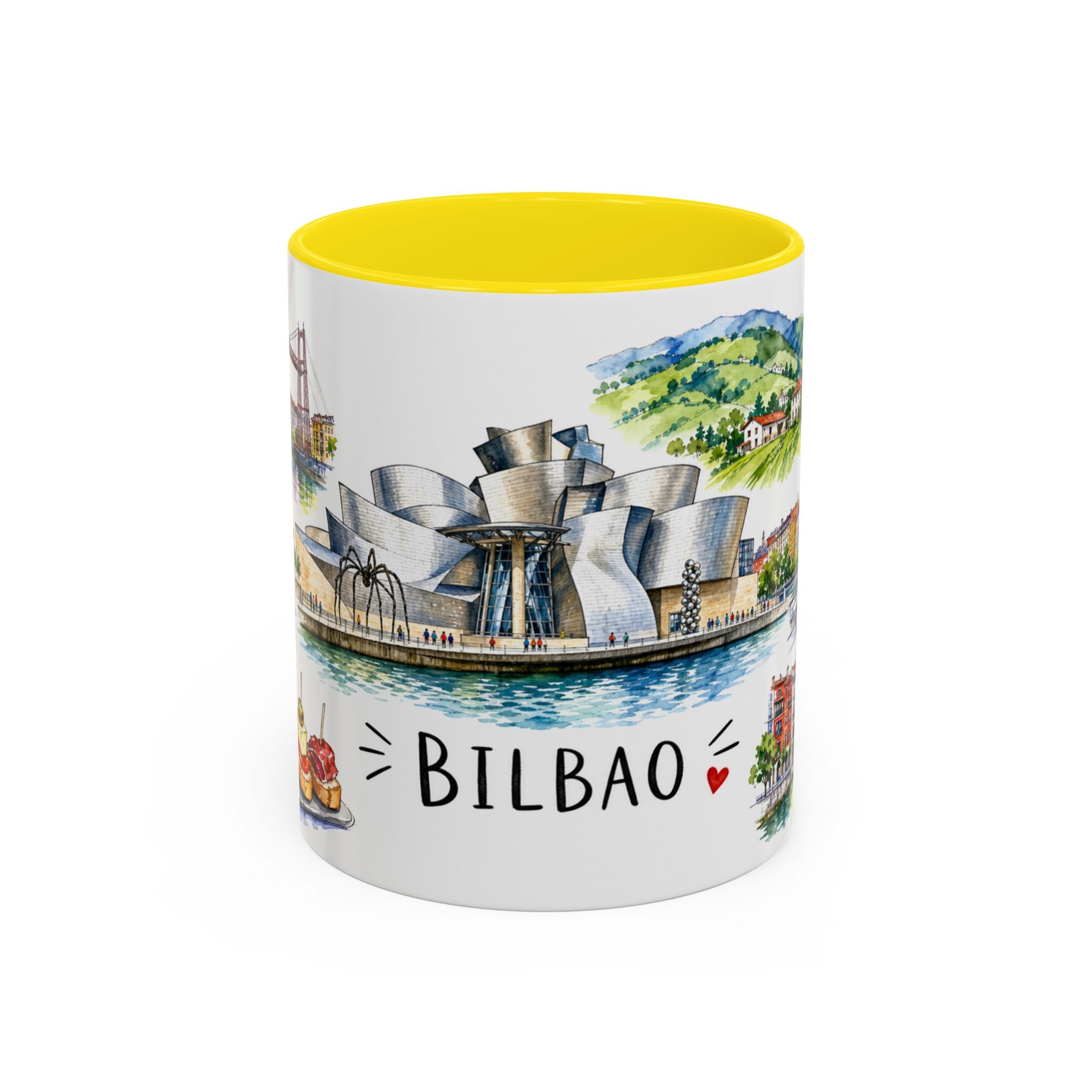 Bilbao Illustrated Travel Mug | City Souvenir Accent Coffee Mug | 11oz 15oz Ceramic Cup