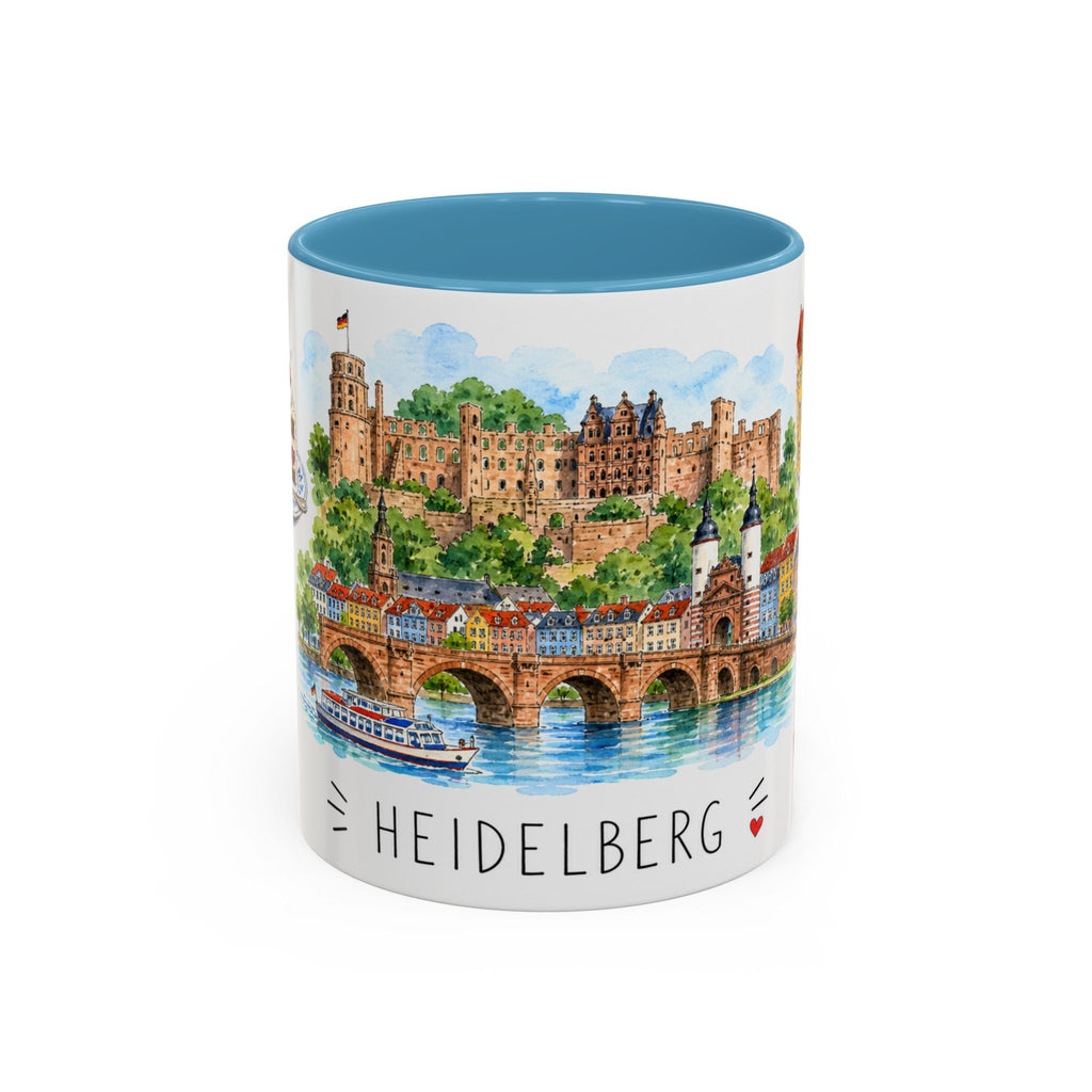 Heidelberg Illustrated Travel Mug | City Souvenir Accent Coffee Mug | 11oz 15oz Ceramic Cup