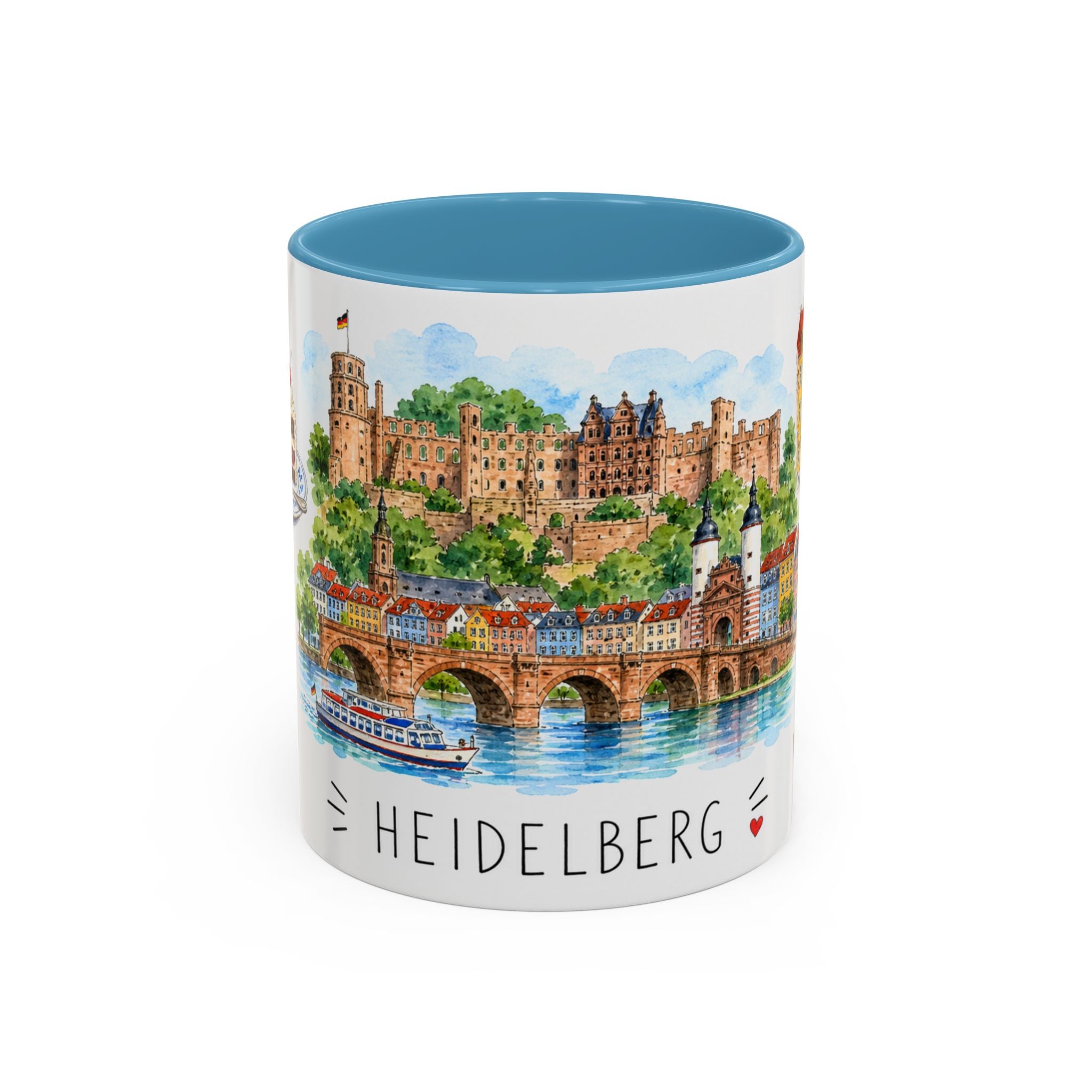 Heidelberg Illustrated Travel Mug | City Souvenir Accent Coffee Mug | 11oz 15oz Ceramic Cup