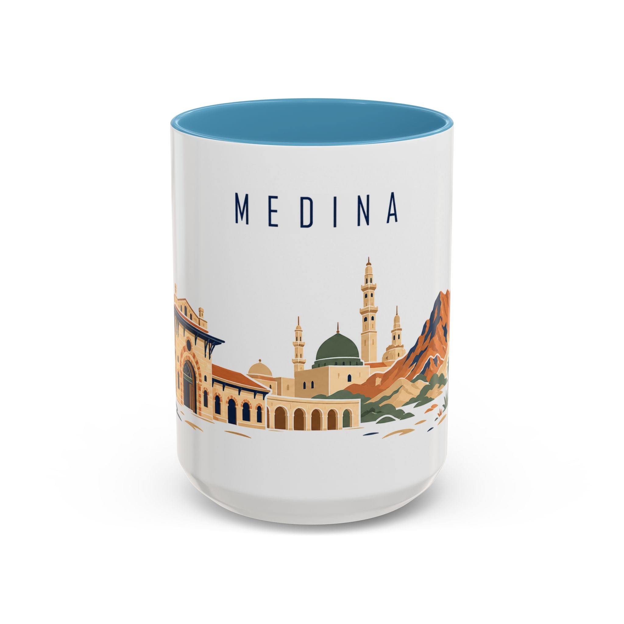 Medina Coffee Mug | Saudi Arabia Travel Souvenir | Porcelain Decal City Gift | 11oz 15oz Accent Mug