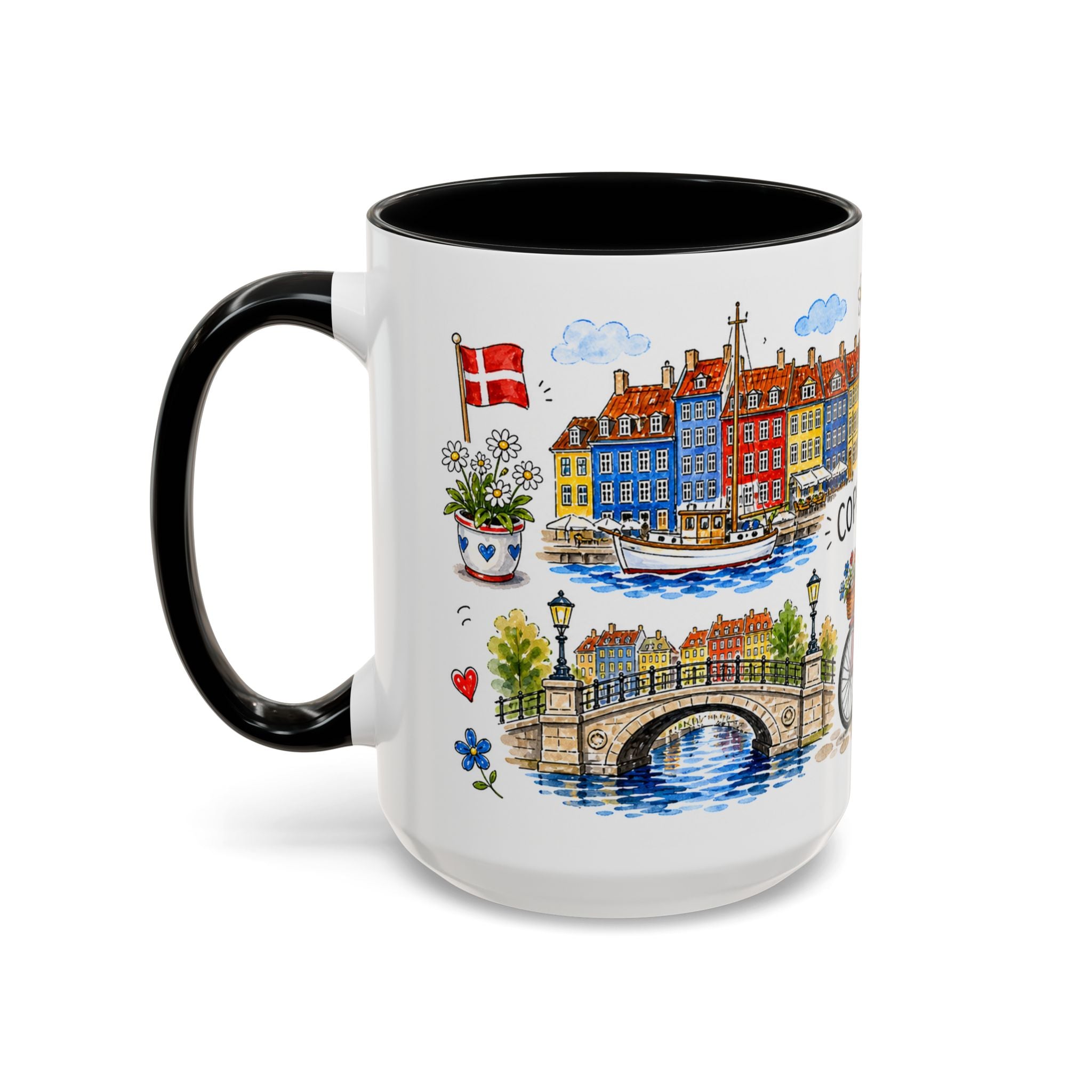 Copenhagen Travel Mug | European City Souvenir Accent Coffee Mug | 11oz 15oz Ceramic Cup