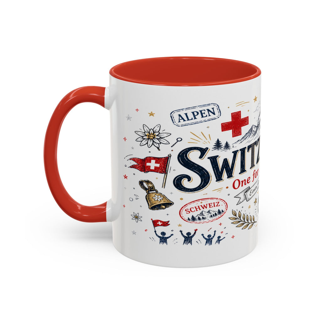 Switzerland Coffee Mug | World Cup Soccer Fan Gift | Accent Color Ceramic 11oz 15oz