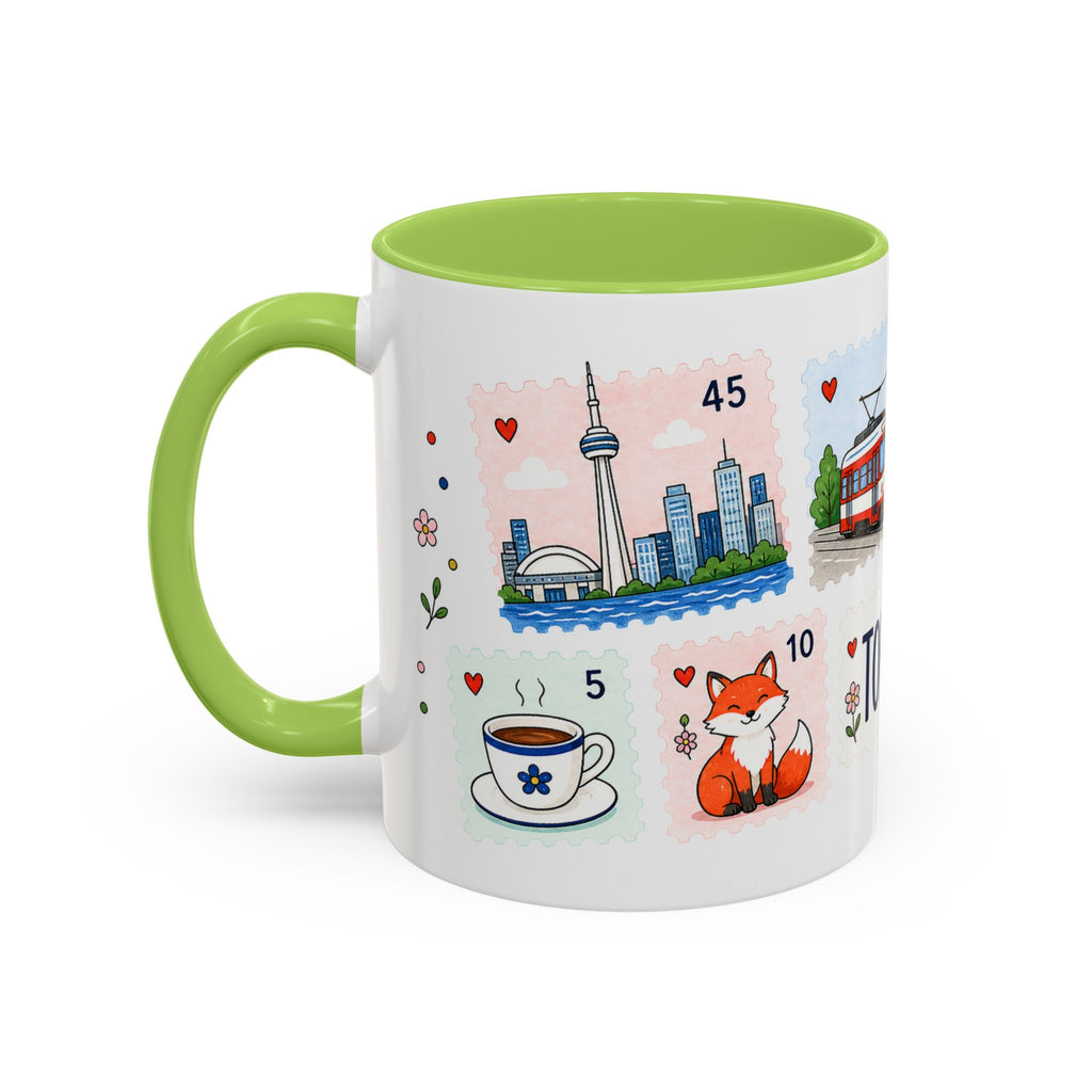 Toronto Coffee Mug | Postage Stamp Collage Mug | Travel Souvenir Accent Cup 11oz 15oz