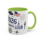 America 250 Coffee Mug | 1776-2026 Patriotic 4th of July Gift | Accent Color Ceramic 11oz 15oz