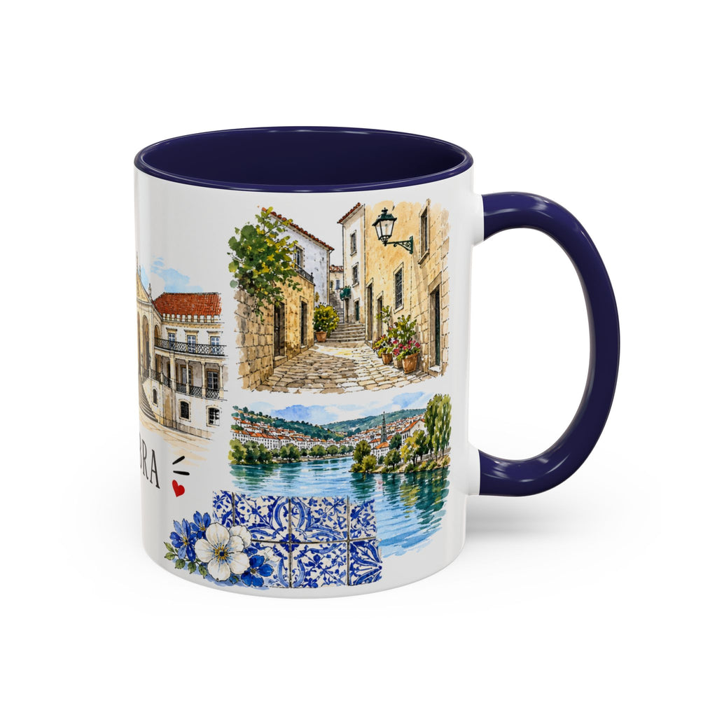 Coimbra Illustrated Travel Mug | City Souvenir Accent Coffee Mug | 11oz 15oz Ceramic Cup