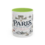Paris Coffee Mug | France Souvenir Travel Gift | Accent Color Ceramic 11oz 15oz