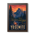 Yosemite National Park Framed Poster | Vintage Travel Wall Art | Black Walnut White Frame | 16x24 20x30