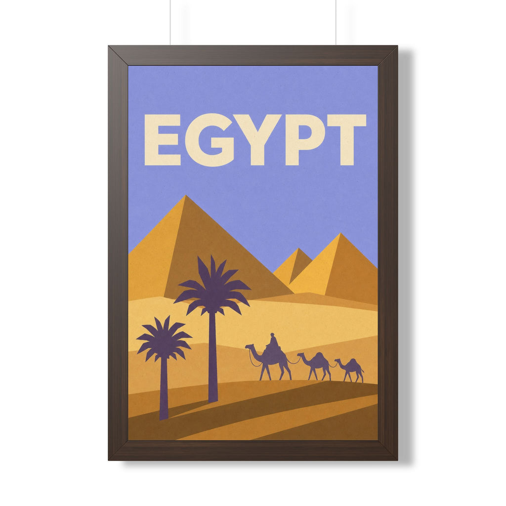 Egypt Pyramids Egypt Framed Poster | Vintage Travel Wall Art | Black Walnut White Frame | 16x24 20x30