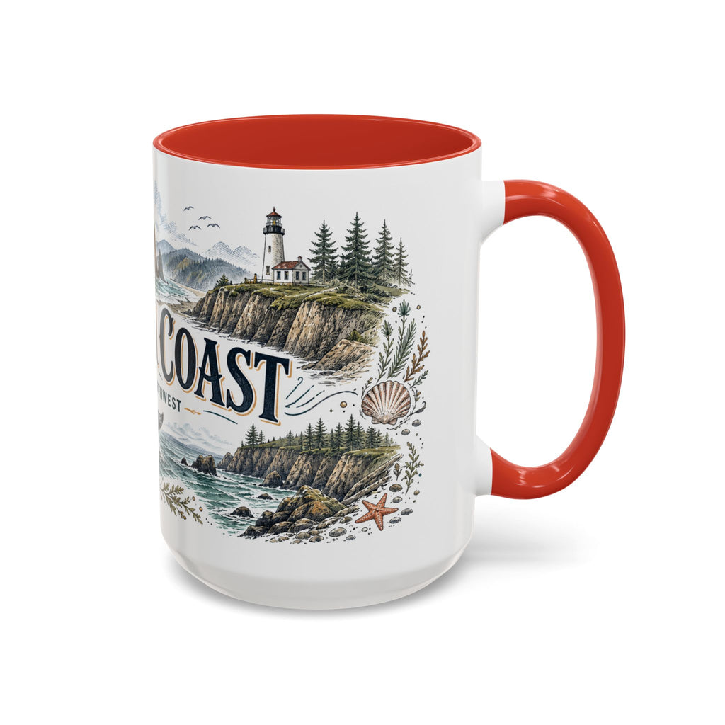 Oregon Coast Mug, Pacific Northwest Travel Souvenir, Bucket List Gift, Accent Ceramic Coffee Mug 11oz 15oz