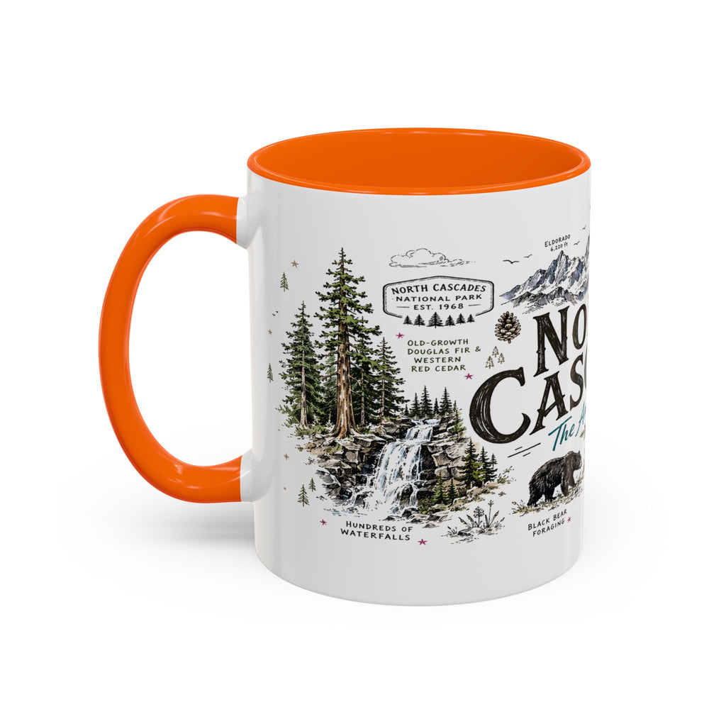 North Cascades National Park Coffee Mug | Washington Alpine Glacier Hiking Gift | Accent Color Ceramic 11oz 15oz