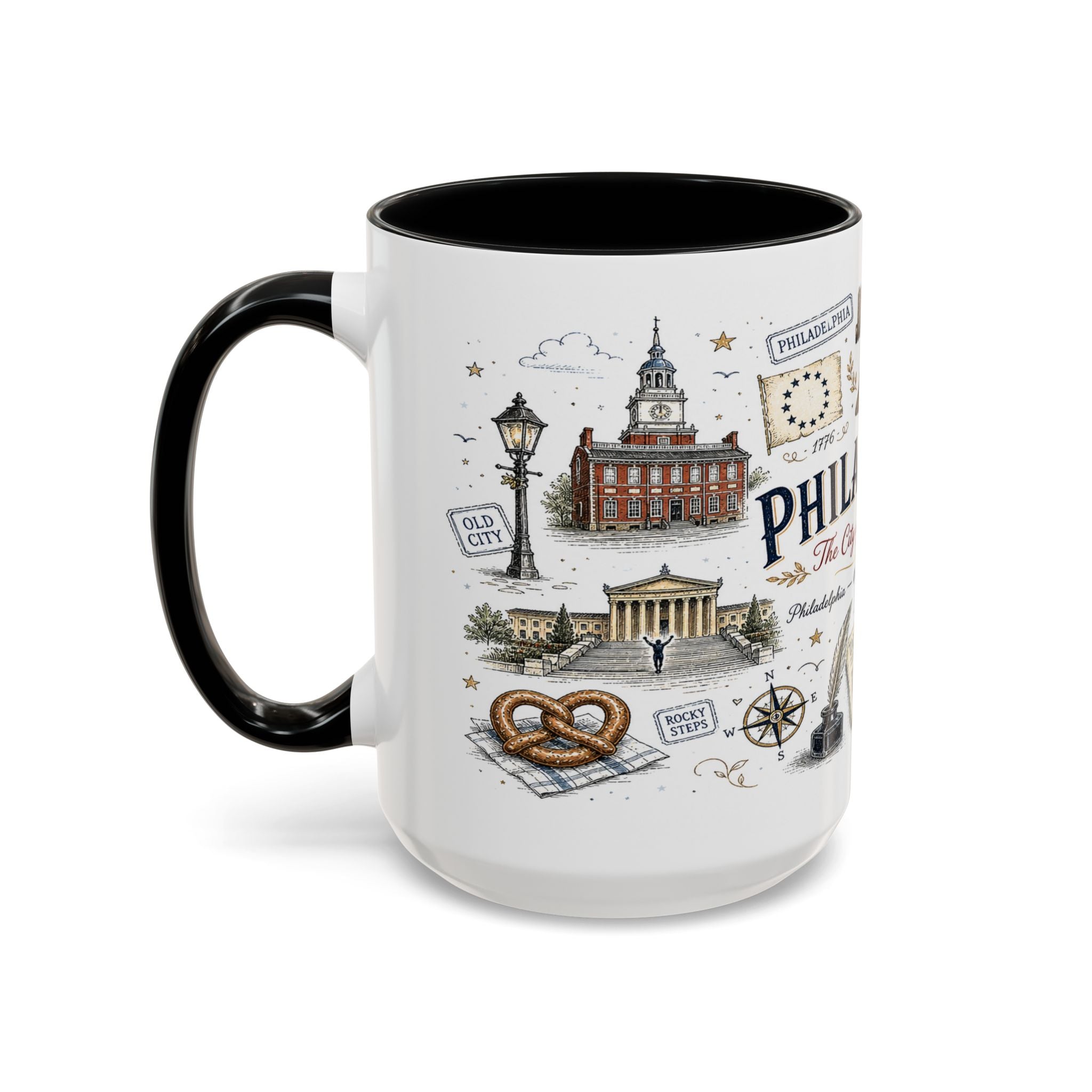 Philadelphia Coffee Mug | Pennsylvania Souvenir City Gift | Accent Color Ceramic 11oz 15oz