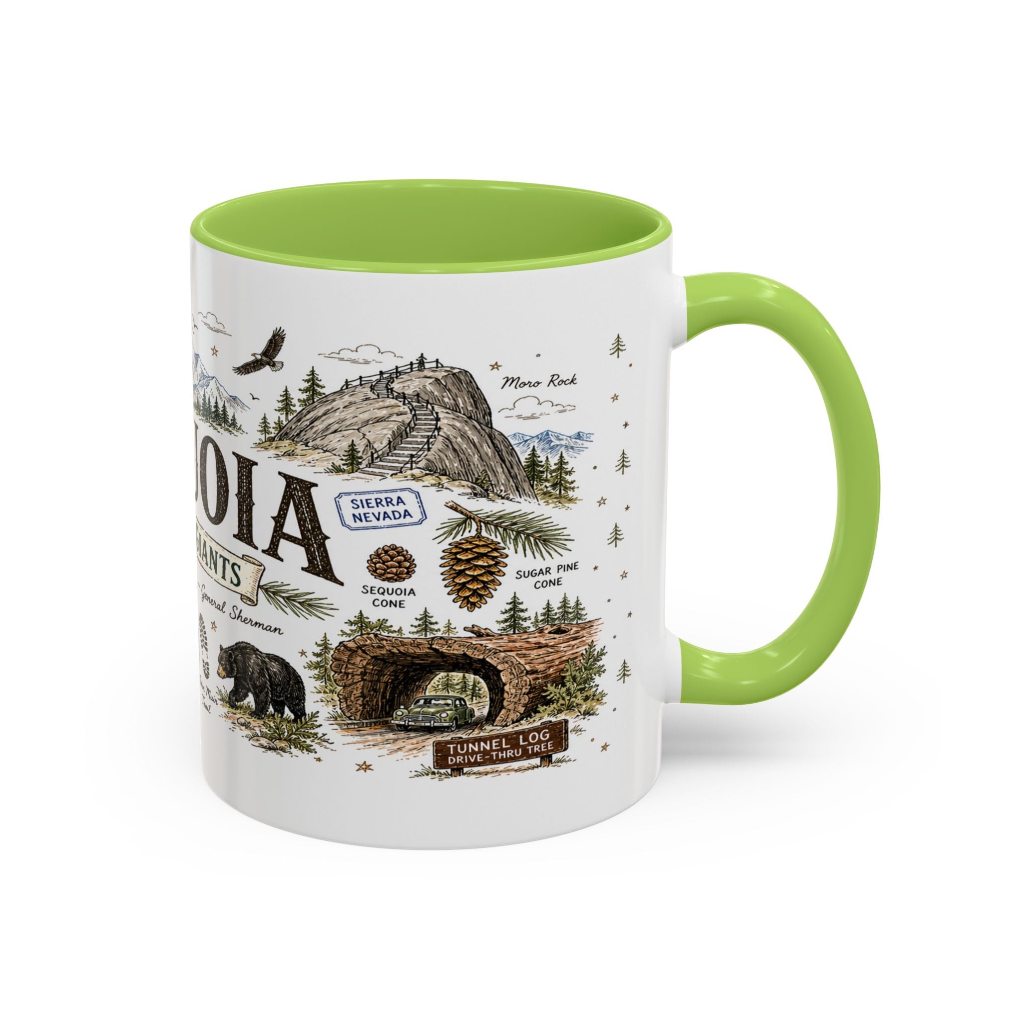 Sequoia Coffee Mug | National Park Hiking California Gift | Accent Color Ceramic 11oz 15oz
