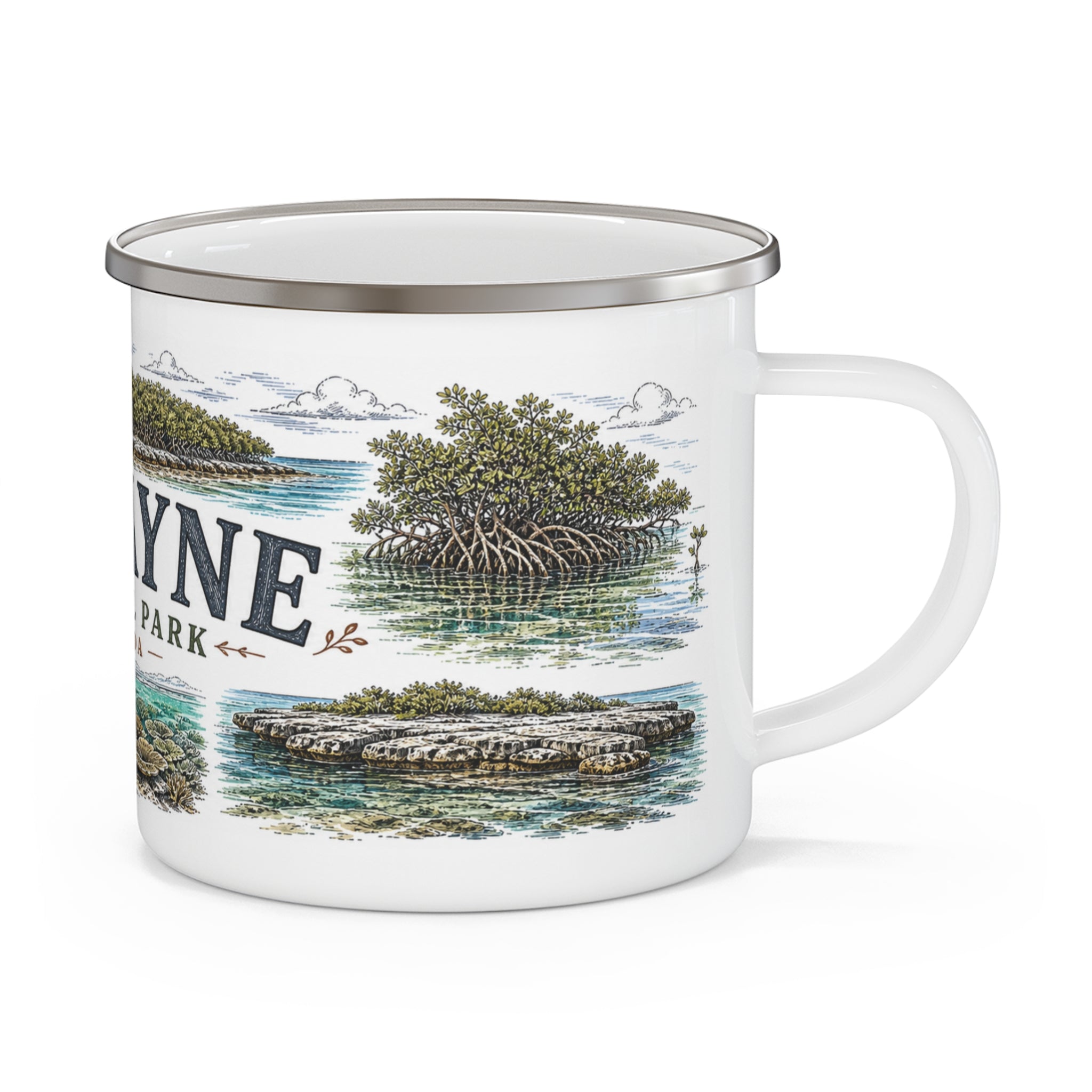 Biscayne National Park Vintage Enamel Camping Mug | 12oz National Park Hiking Gift