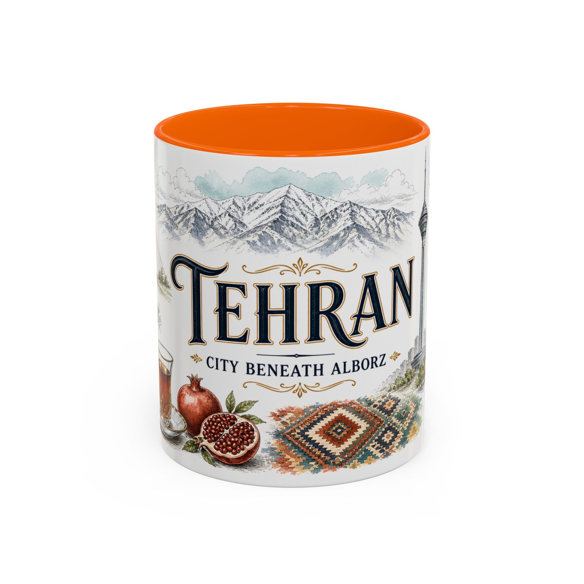 Tehran Coffee Mug | Iran Travel Souvenir | Vintage Illustrated City Gift | 11 oz 15 oz Accent Mug