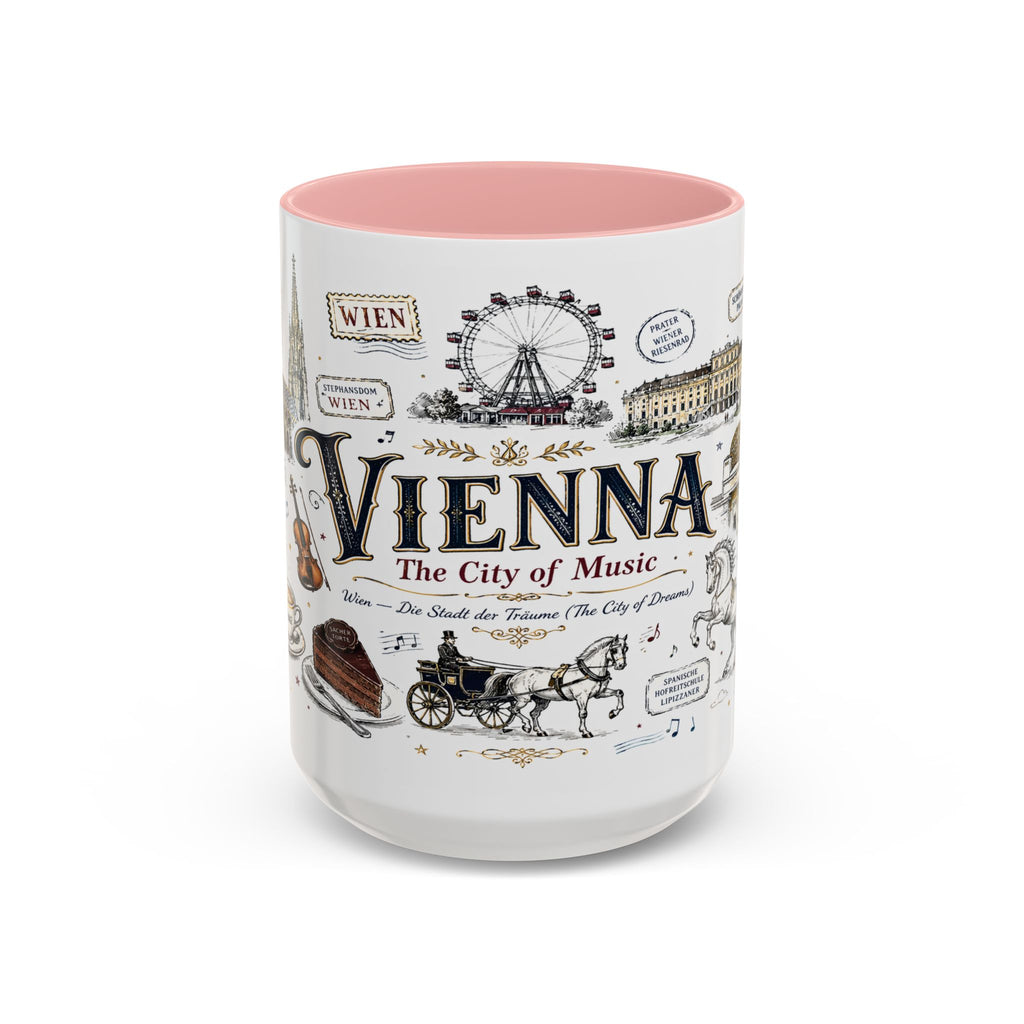 Vienna Coffee Mug | Austria Souvenir Travel Gift | Accent Color Ceramic 11oz 15oz