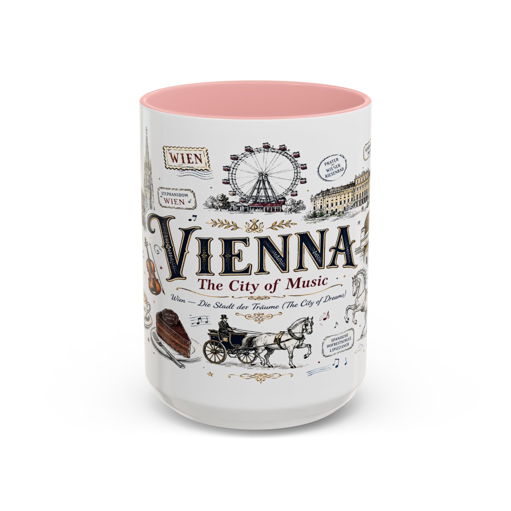 Vienna Coffee Mug | Austria Souvenir Travel Gift | Accent Color Ceramic 11oz 15oz