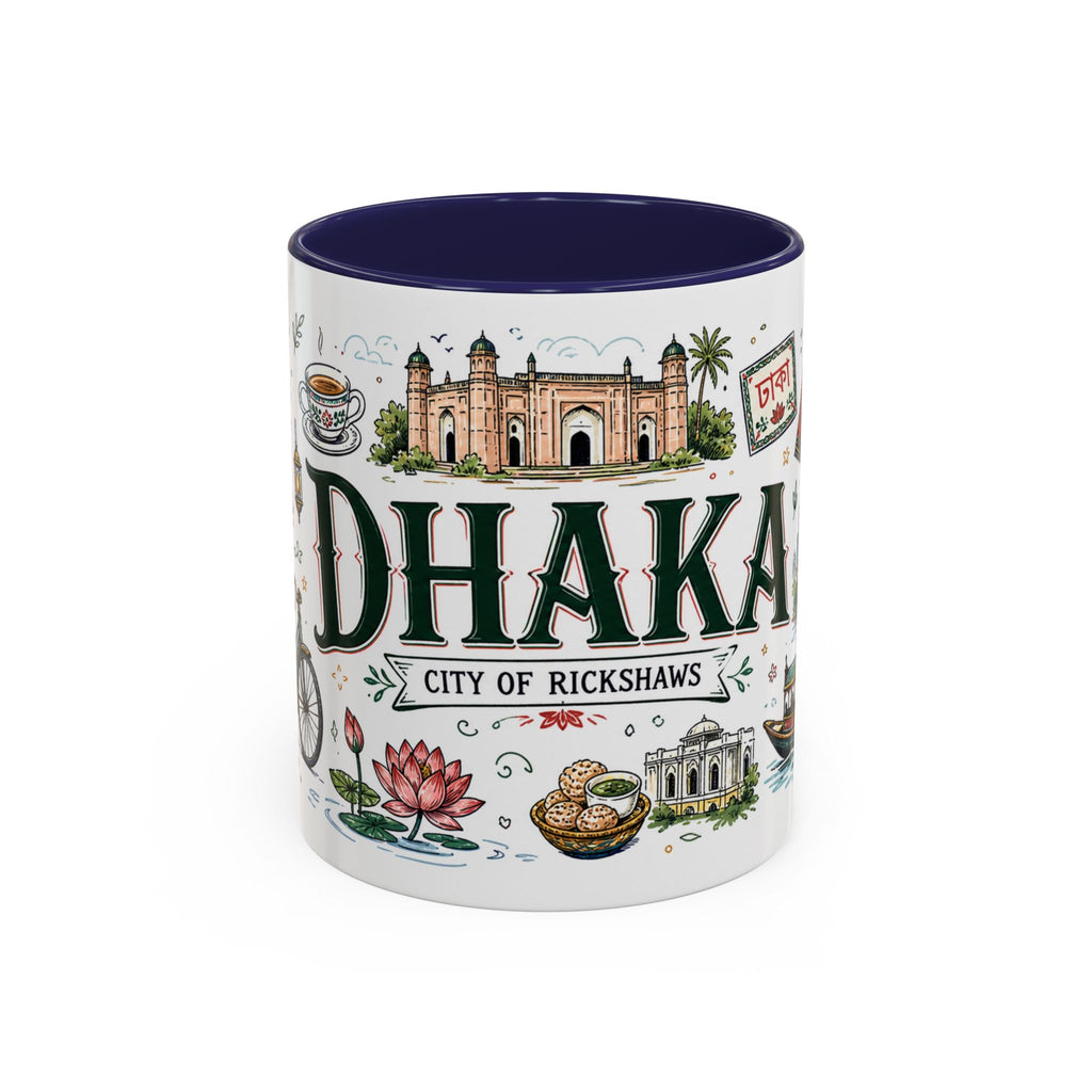 Dhaka Coffee Mug | Bangladesh Souvenir Travel Gift | Accent Color Ceramic 11oz 15oz