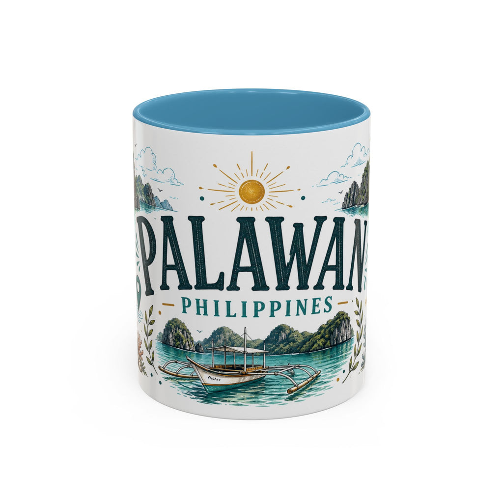 Palawan Coffee Mug | Travel Destination Souvenir Gift | Accent Color Ceramic 11oz 15oz