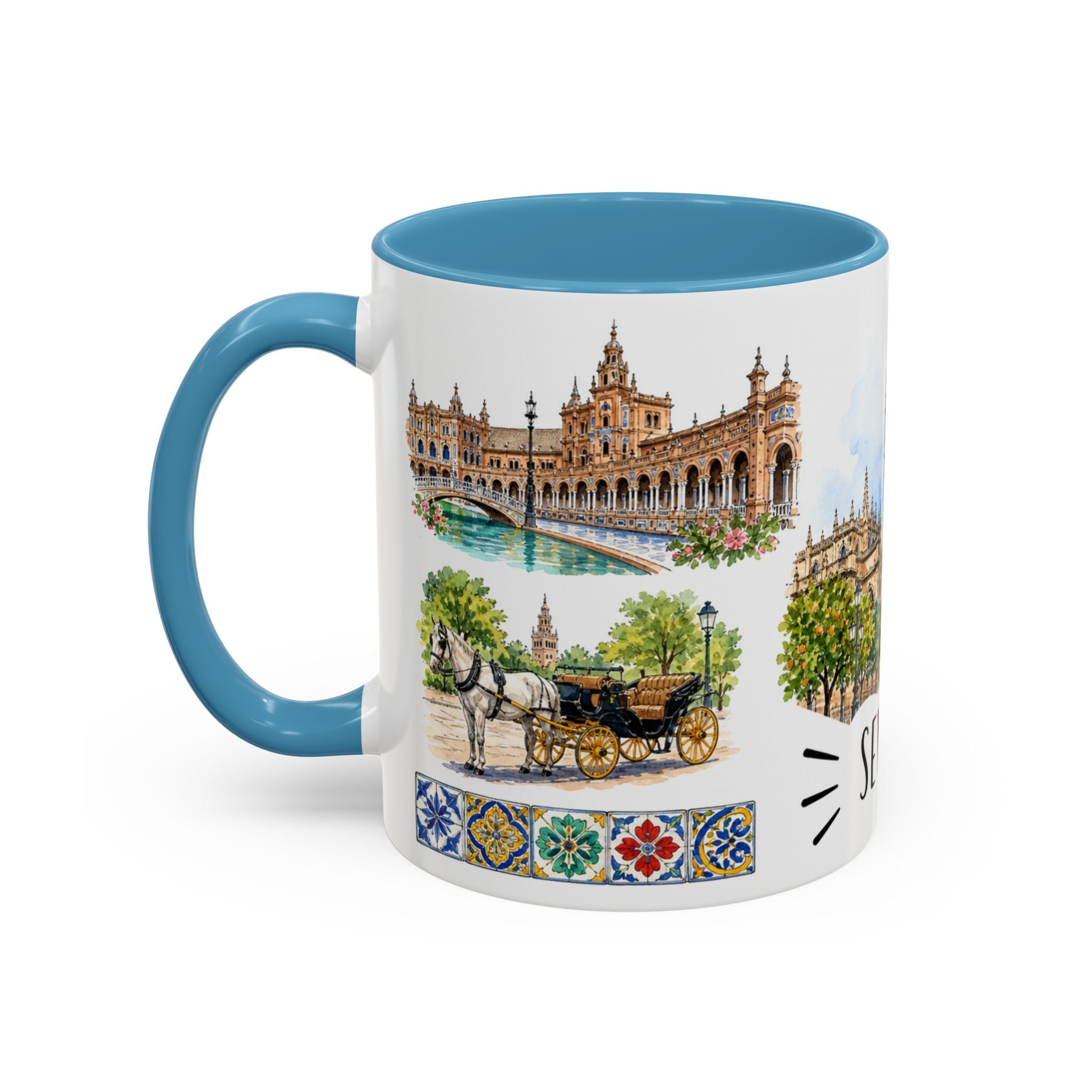 Seville Illustrated Travel Mug | City Souvenir Accent Coffee Mug | 11oz 15oz Ceramic Cup