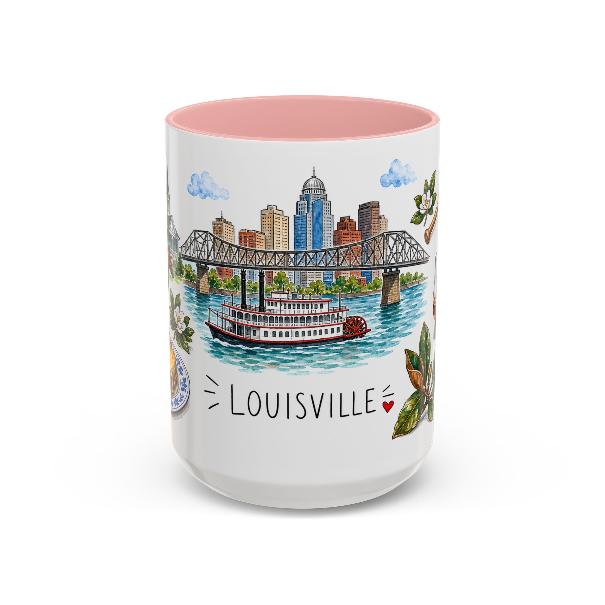 Louisville Illustrated Travel Mug | City Souvenir Accent Coffee Mug | 11oz 15oz Ceramic Cup