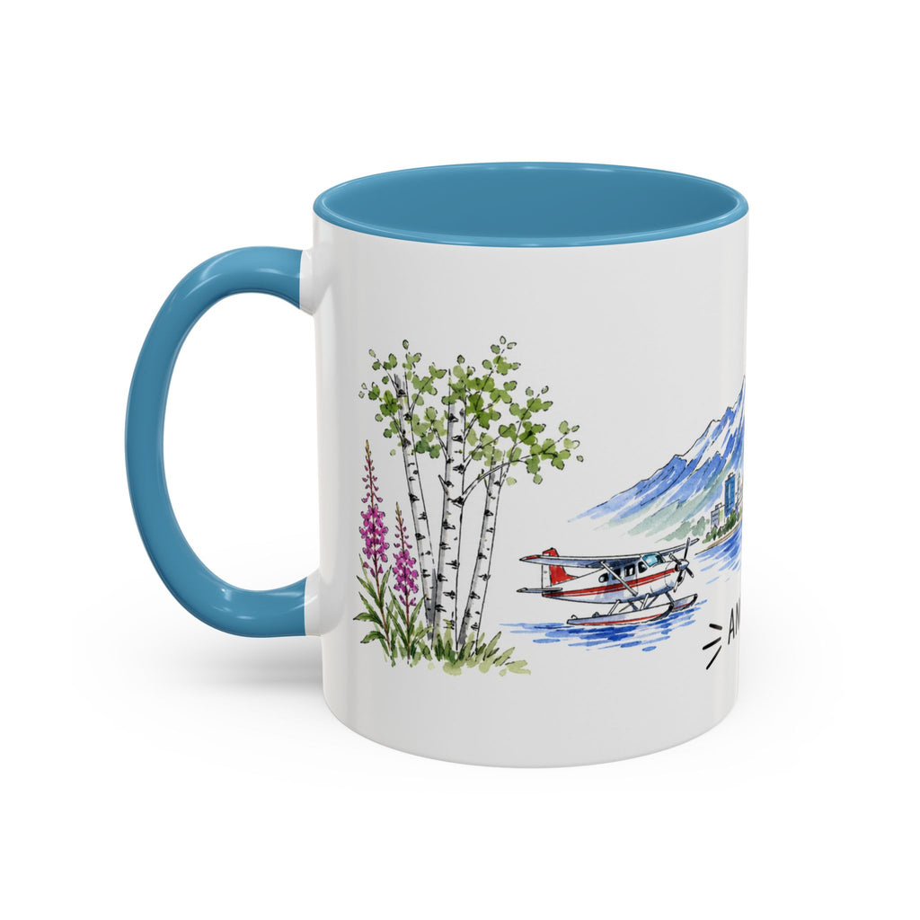 Anchorage Illustrated Travel Mug | City Souvenir Accent Coffee Mug | 11oz 15oz Ceramic Cup
