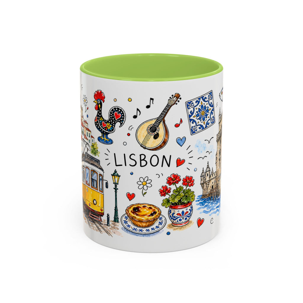 Lisbon Travel Mug | European City Souvenir Accent Coffee Mug | 11oz 15oz Ceramic Cup