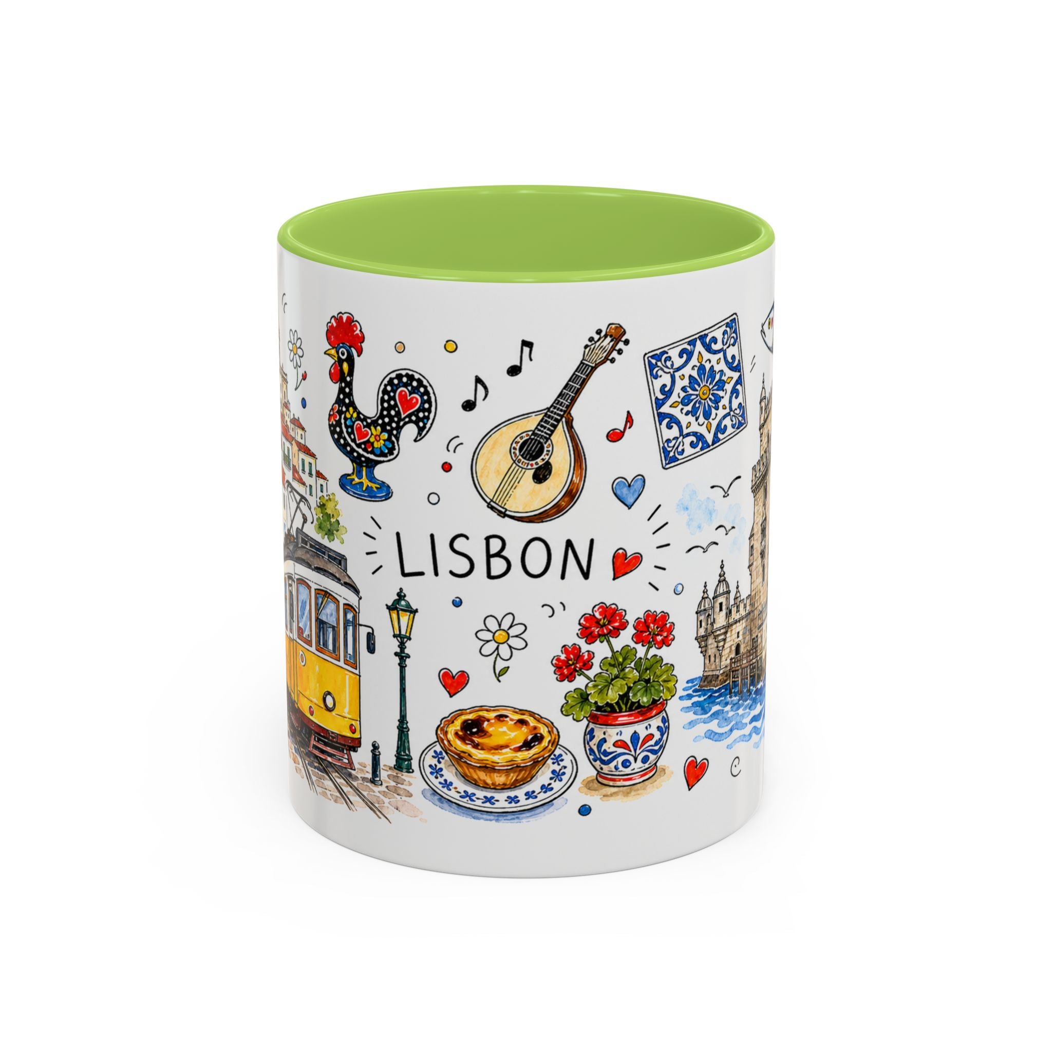 Lisbon Travel Mug | European City Souvenir Accent Coffee Mug | 11oz 15oz Ceramic Cup