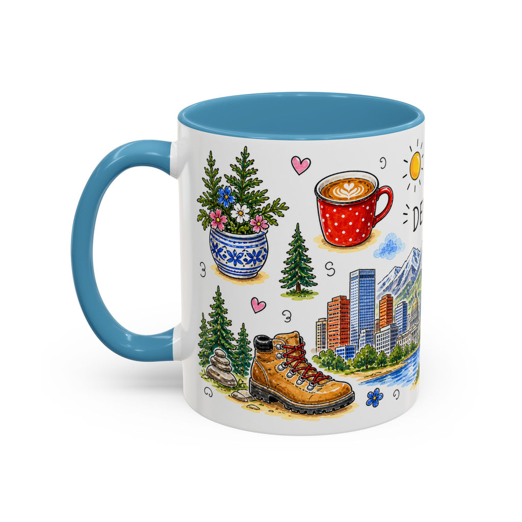 Denver Illustrated Travel Mug | City Souvenir Accent Coffee Mug | 11oz 15oz Ceramic Cup